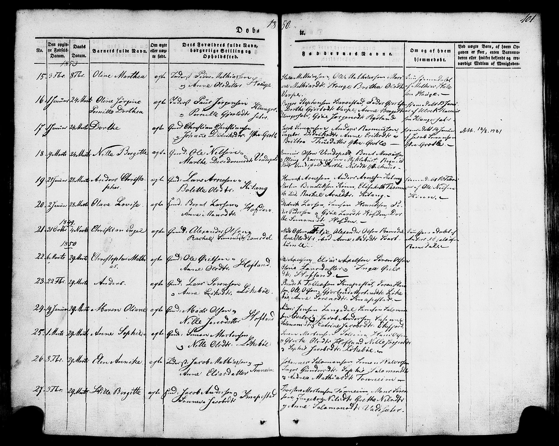 Kinn sokneprestembete, AV/SAB-A-80801/H/Haa/Haaa/L0005: Parish register (official) no. A 5, 1841-1857, p. 101