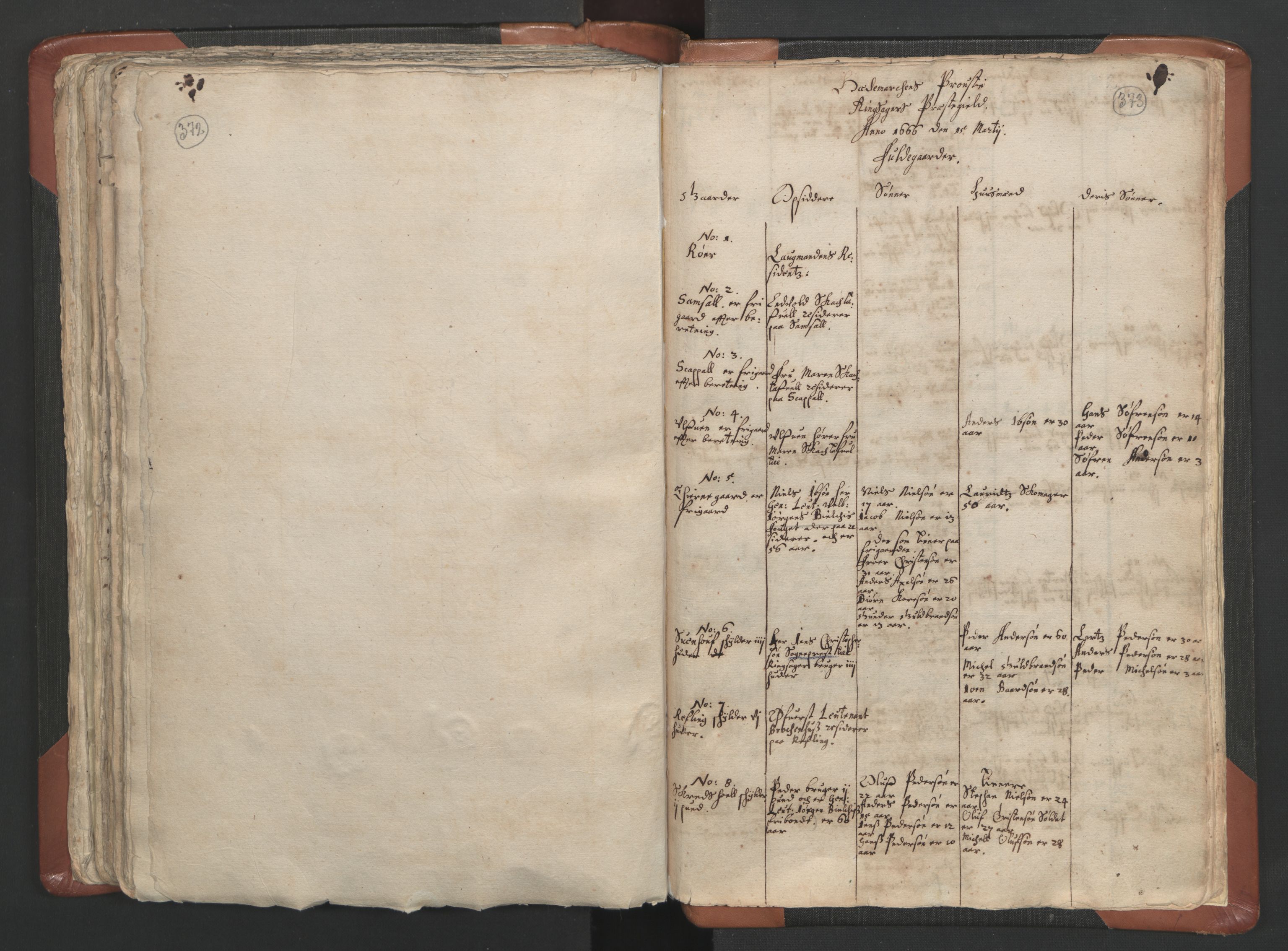 RA, Vicar's Census 1664-1666, no. 5: Hedmark deanery, 1664-1666, p. 372-373