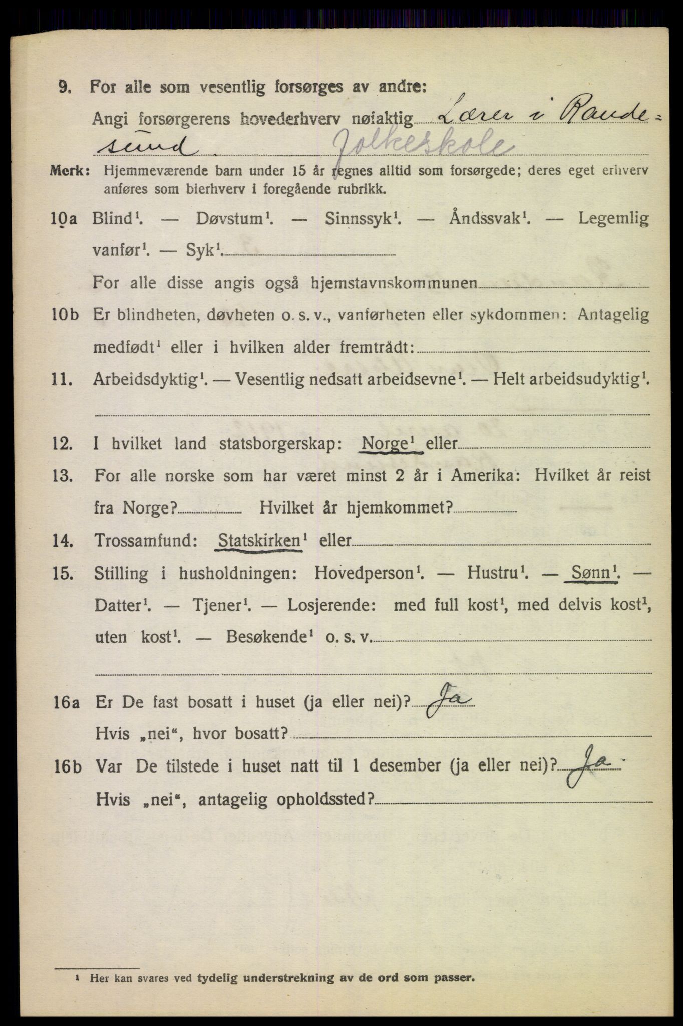 SAK, 1920 census for Randesund, 1920, p. 2751