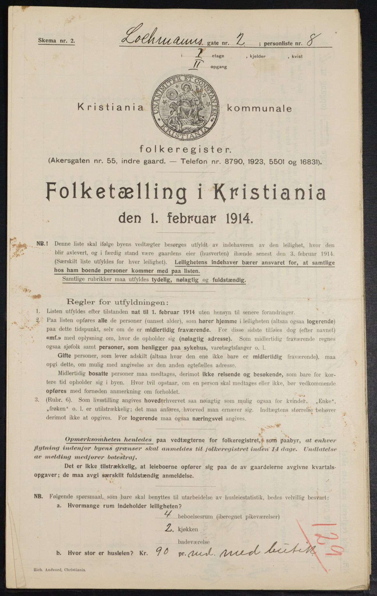 OBA, Municipal Census 1914 for Kristiania, 1914, p. 58151