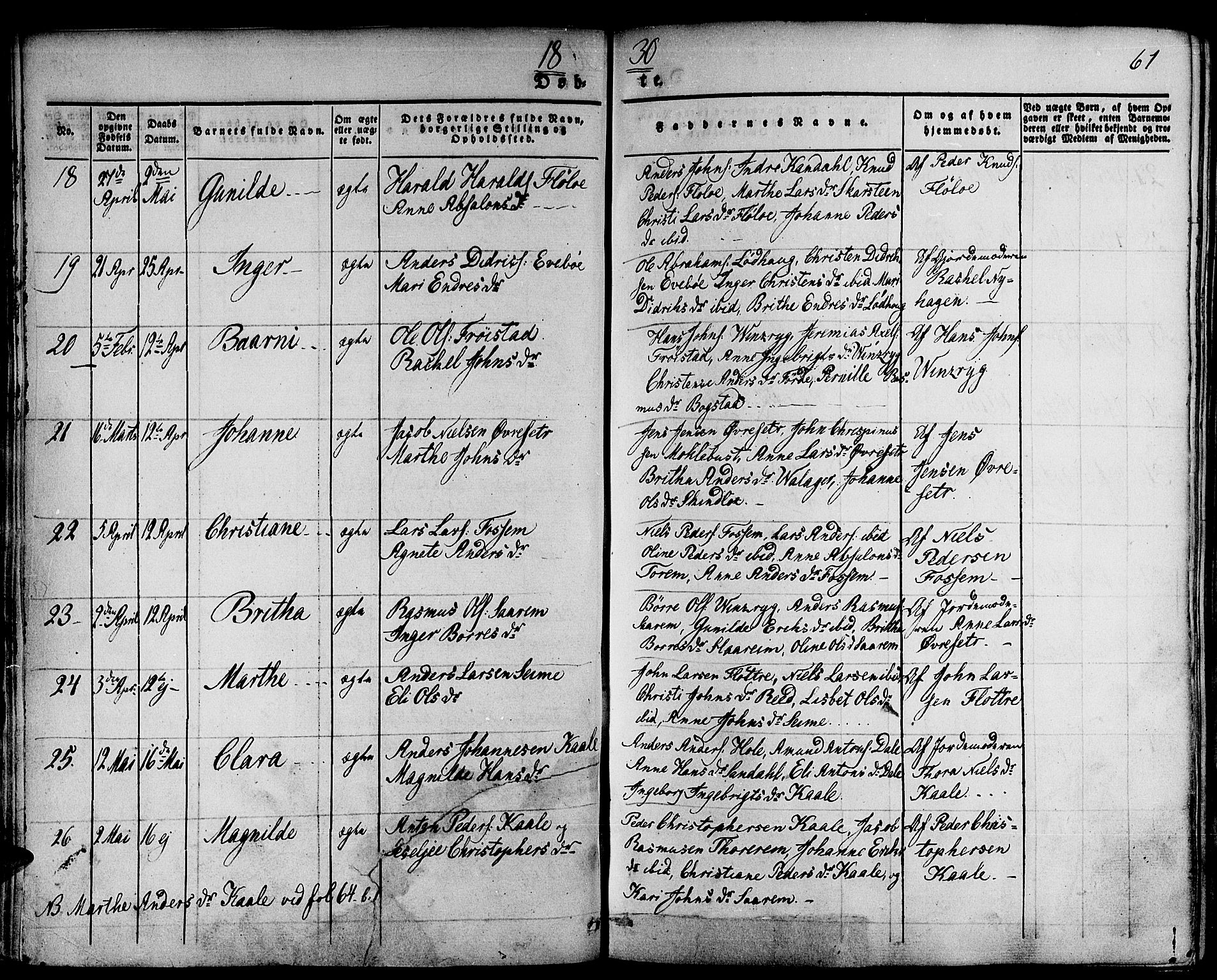 Gloppen sokneprestembete, AV/SAB-A-80101/H/Haa/Haaa/L0007: Parish register (official) no. A 7, 1827-1837, p. 61