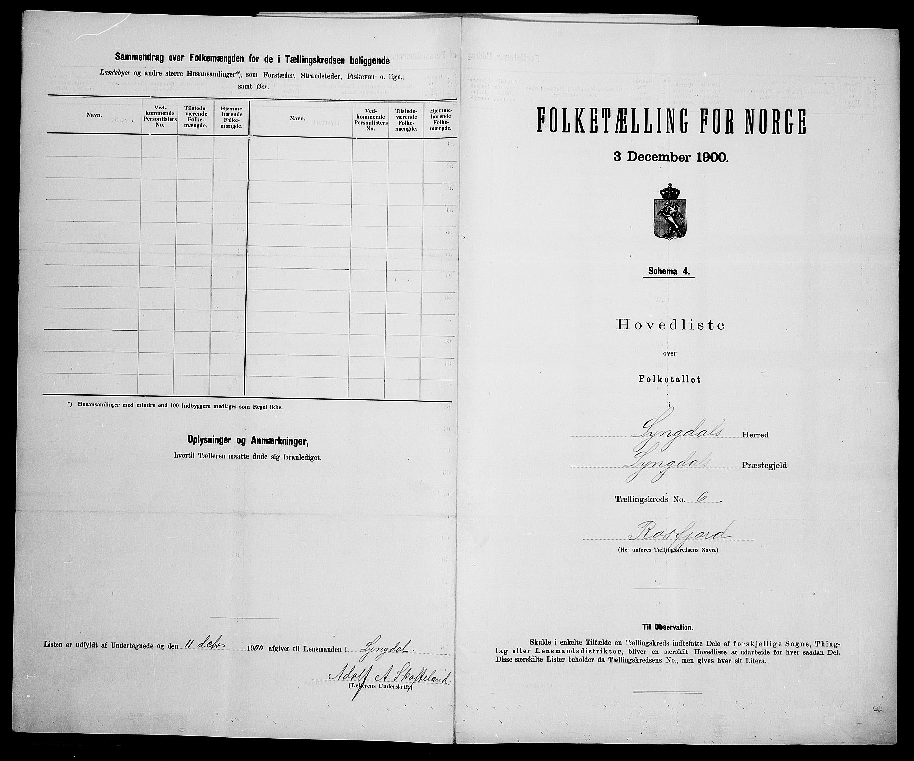 SAK, 1900 census for Lyngdal, 1900, p. 32