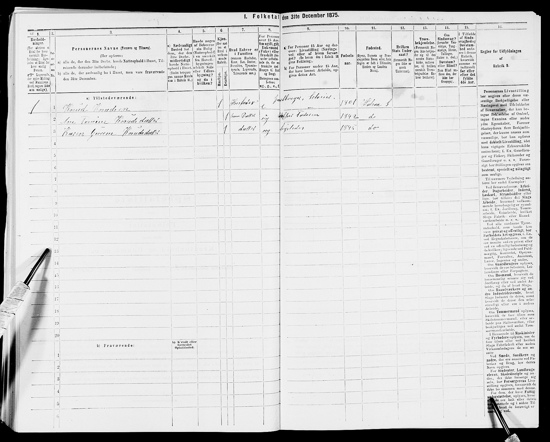 SAK, 1875 census for 1019L Mandal/Halse og Harkmark, 1875, p. 346