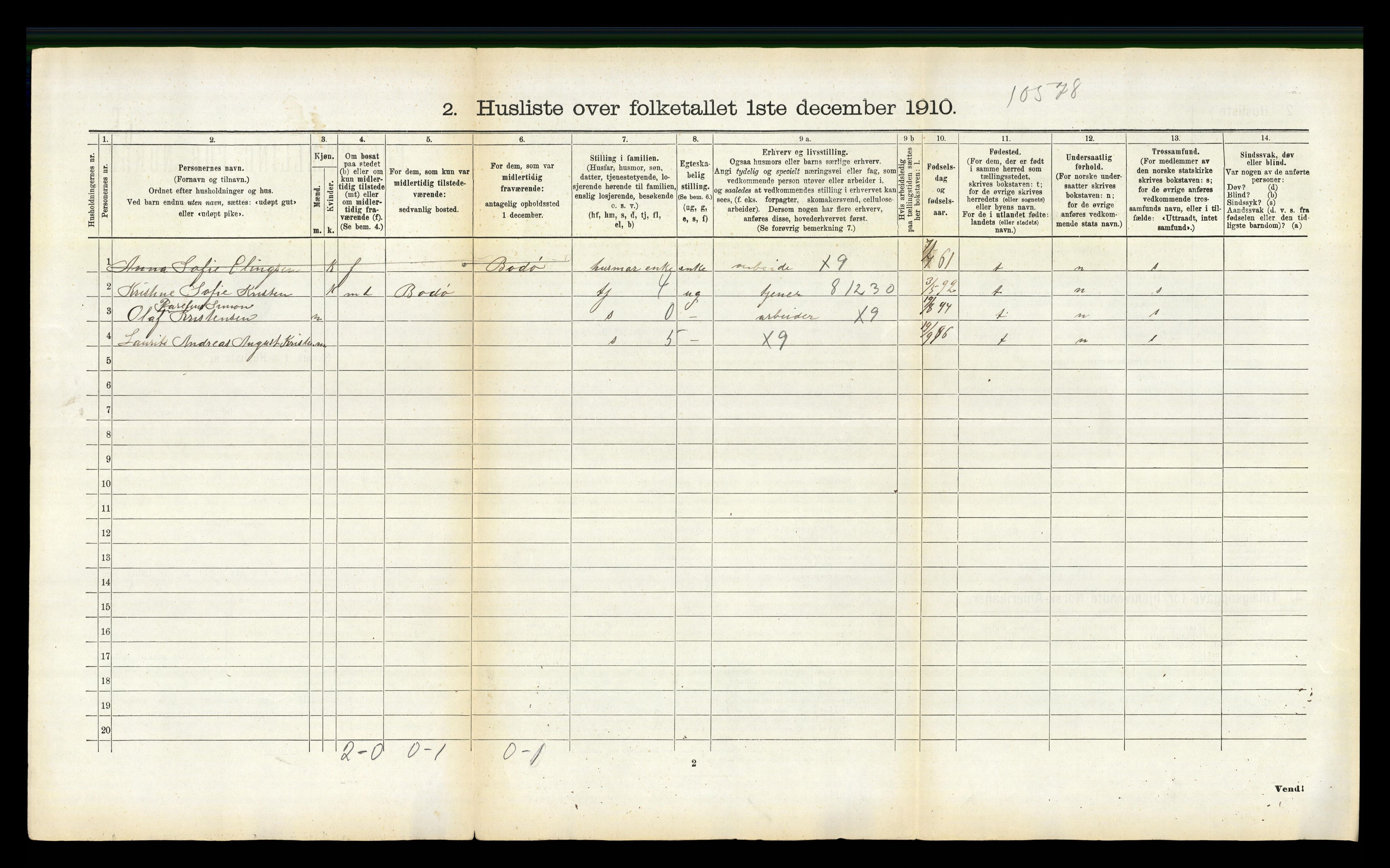 RA, 1910 census for Fauske, 1910, p. 1463