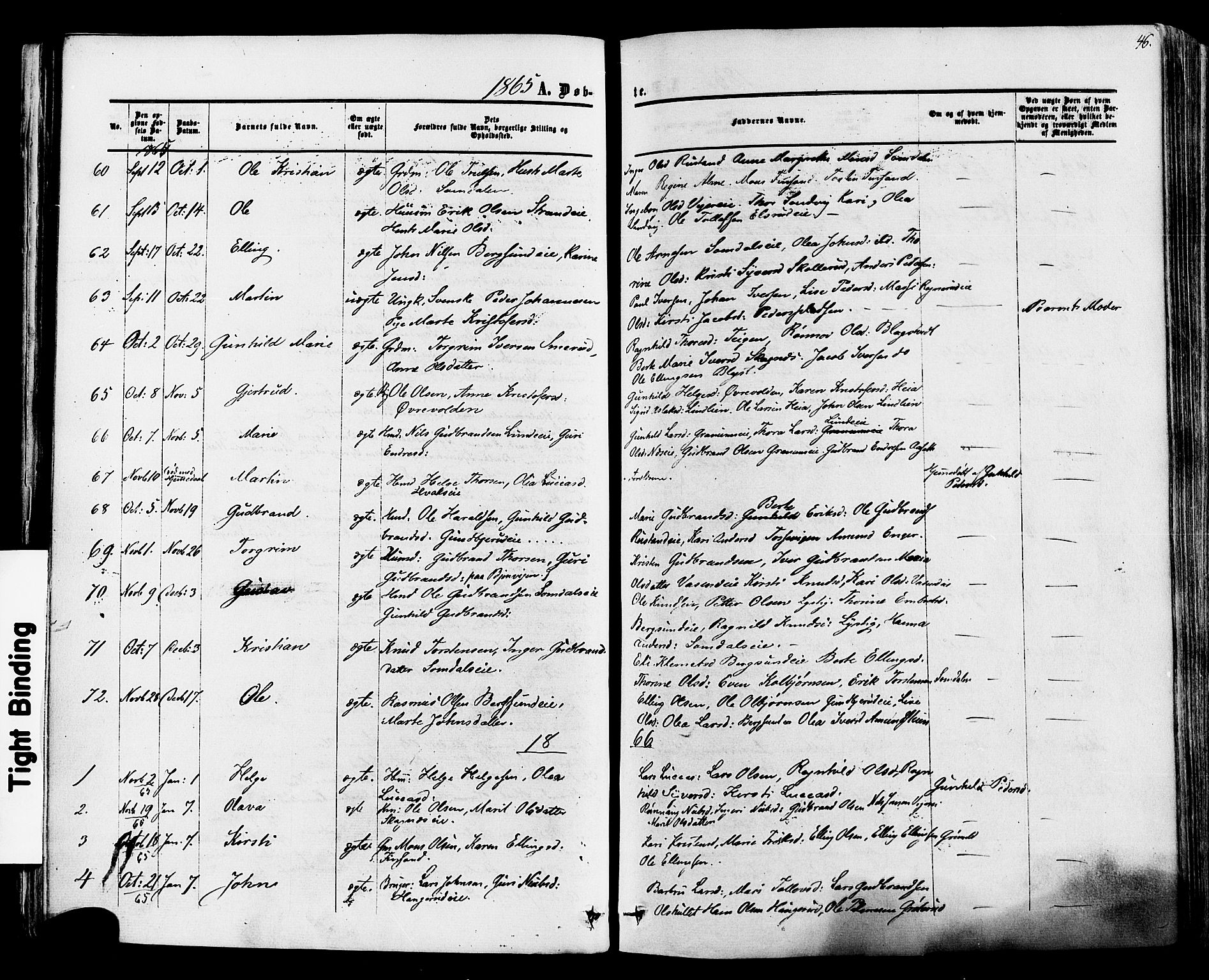 Ådal kirkebøker, AV/SAKO-A-248/F/Fa/L0001: Parish register (official) no. I 1, 1857-1883, p. 46