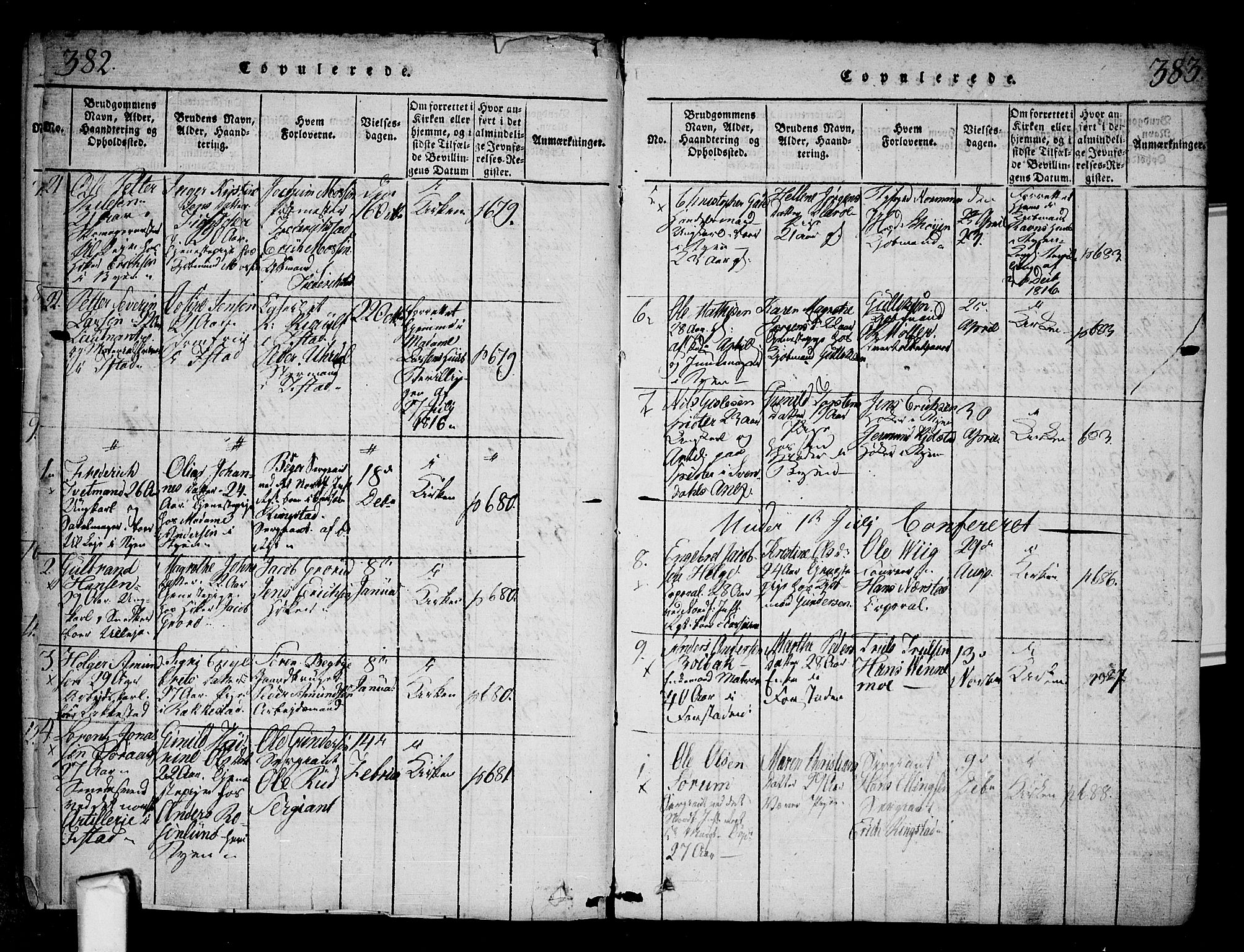 Fredrikstad prestekontor Kirkebøker, AV/SAO-A-11082/F/Fa/L0004: Parish register (official) no. 4, 1816-1834, p. 382-383