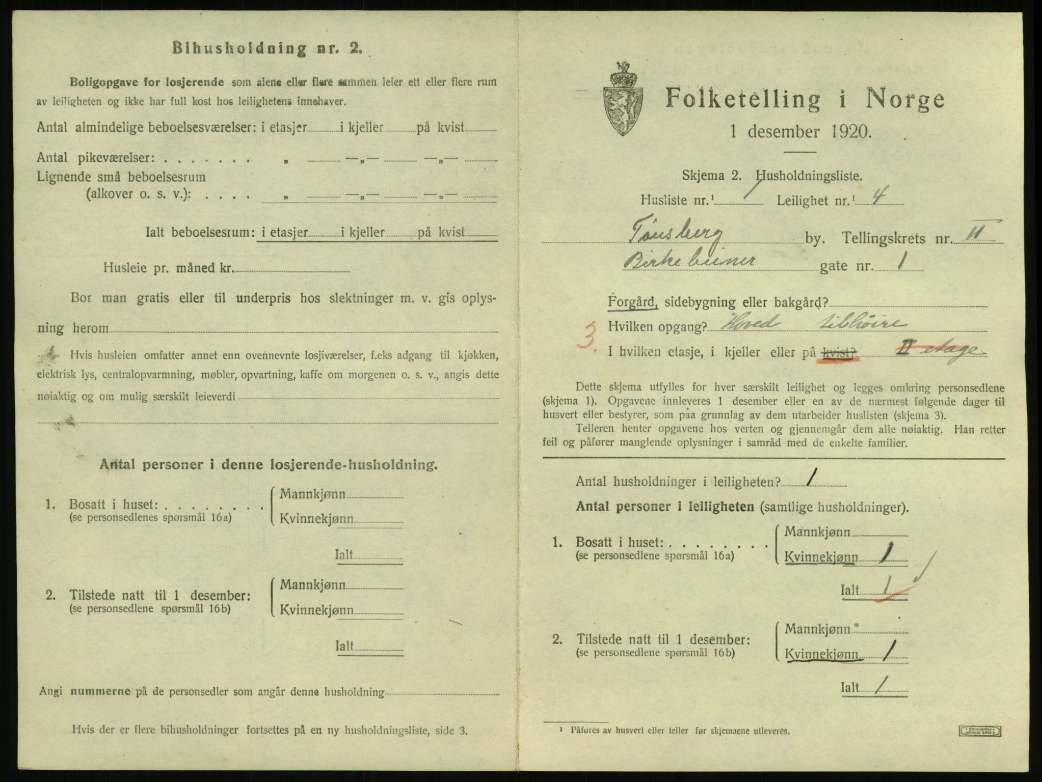 SAKO, 1920 census for Tønsberg, 1920, p. 2783