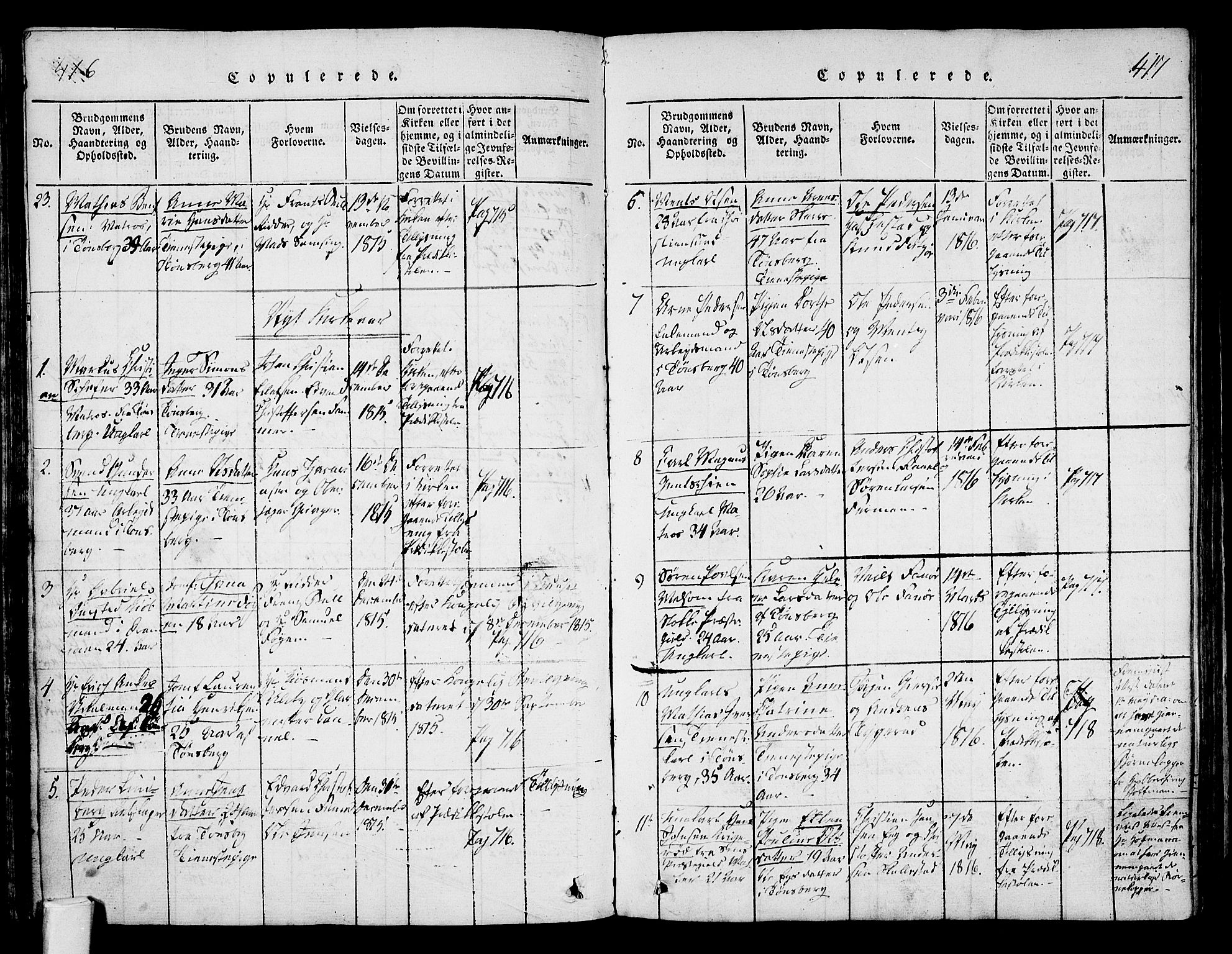 Tønsberg kirkebøker, SAKO/A-330/F/Fa/L0004: Parish register (official) no. I 4, 1813-1826, p. 416-417