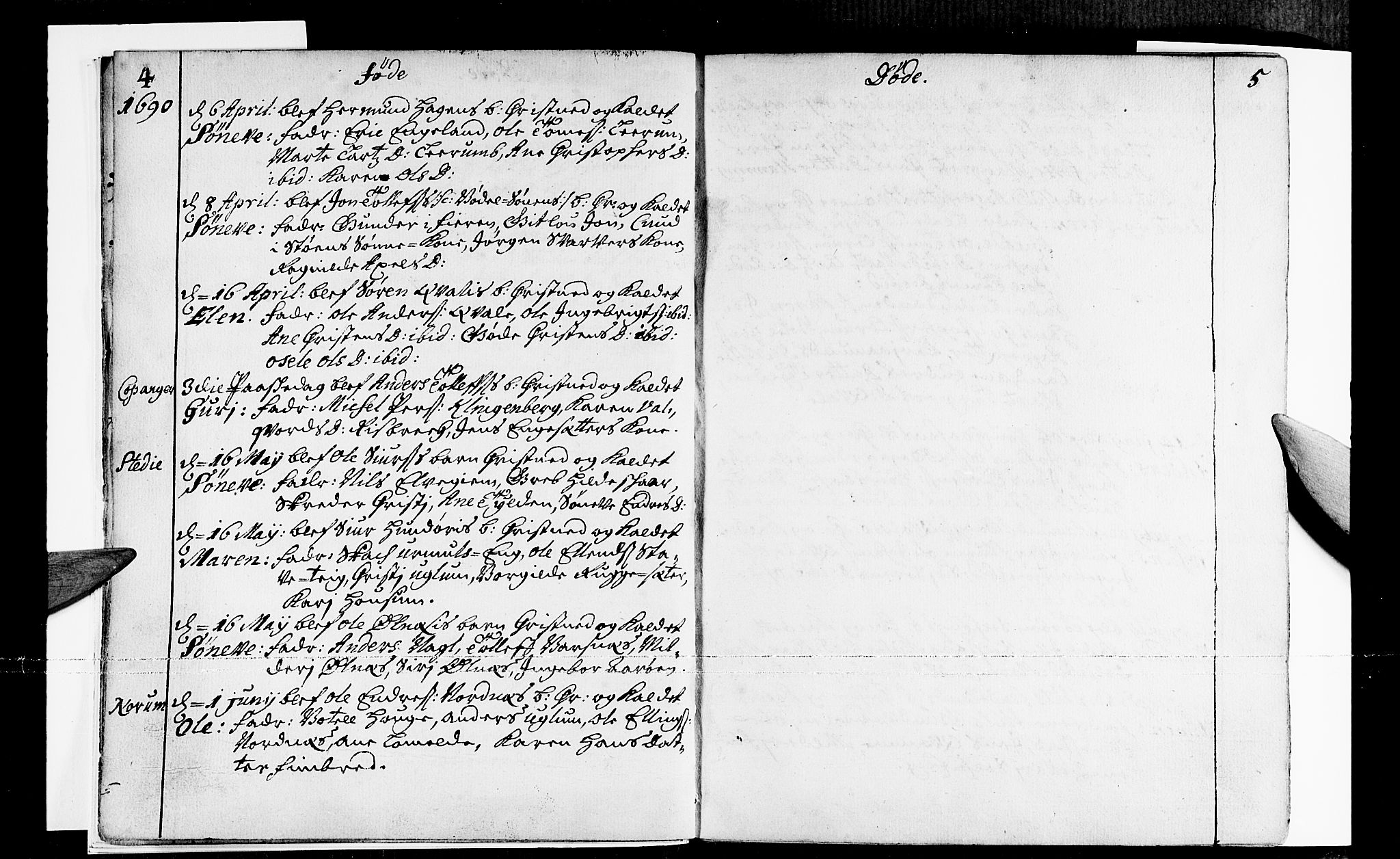 Sogndal sokneprestembete, AV/SAB-A-81301/H/Haa/Haaa/L0001: Parish register (official) no. A 1, 1689-1713, p. 4-5