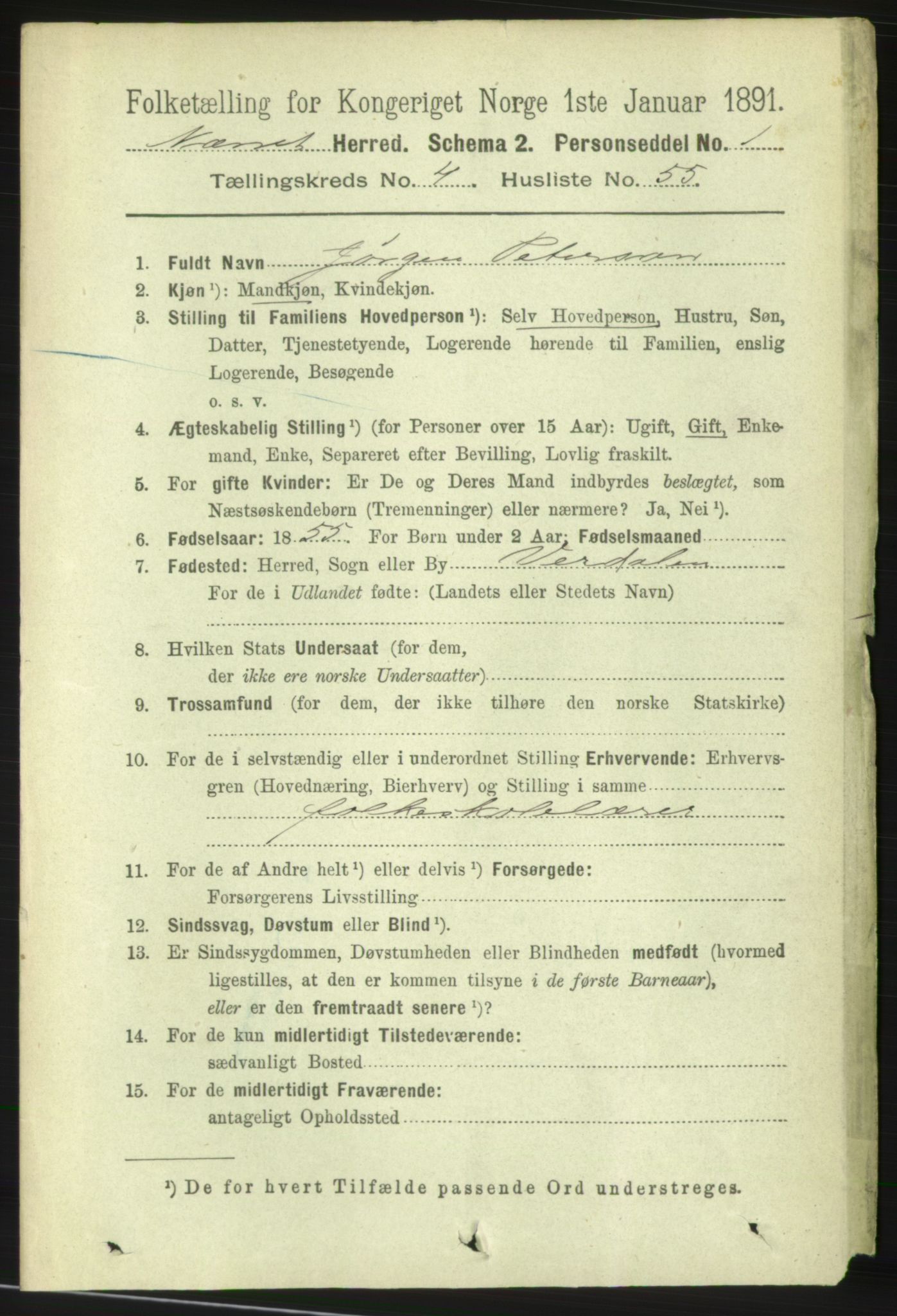 RA, 1891 census for 1543 Nesset, 1891, p. 2064