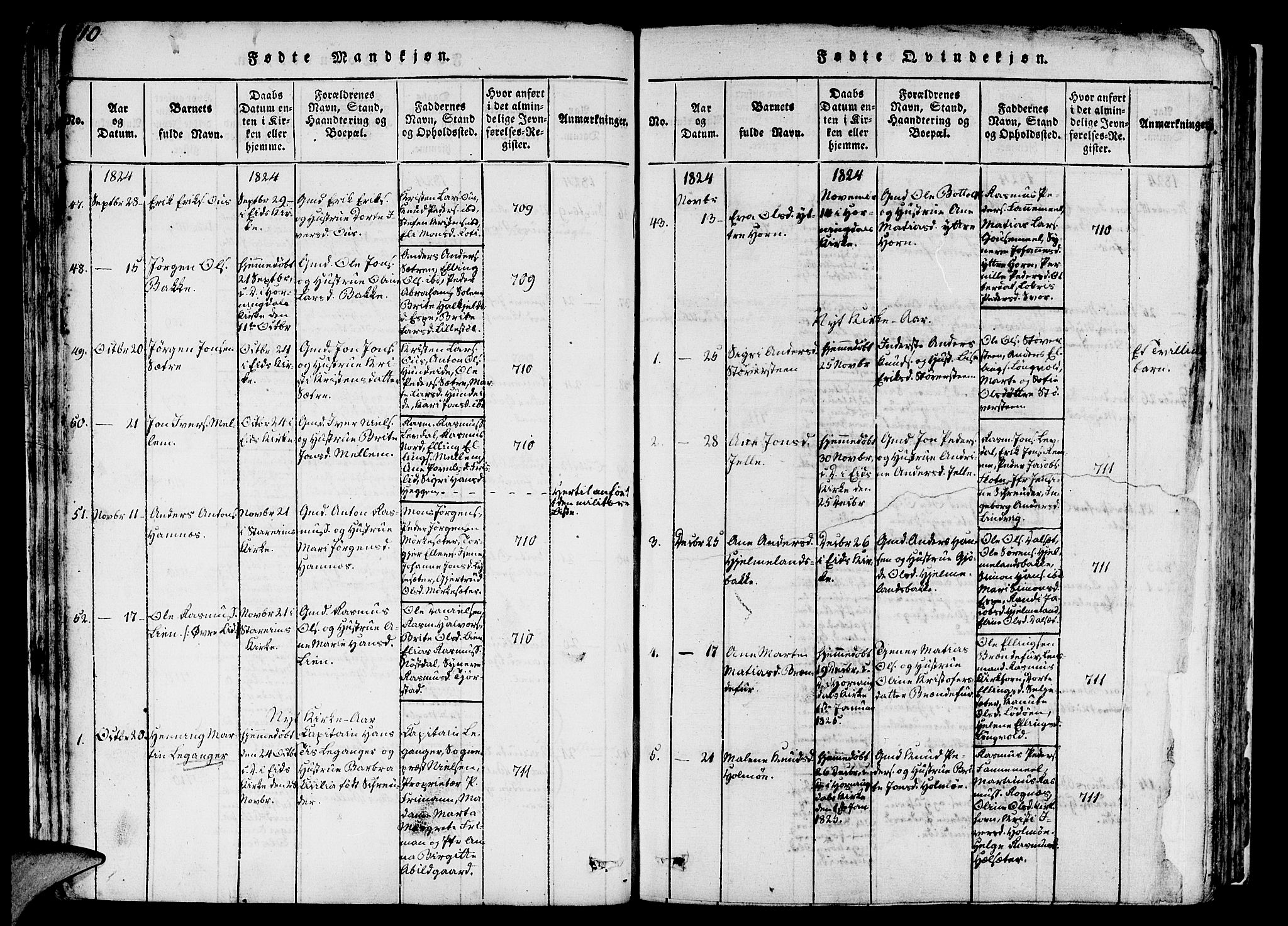 Eid sokneprestembete, AV/SAB-A-82301/H/Haa/Haaa/L0005: Parish register (official) no. A 5, 1816-1830, p. 110-111