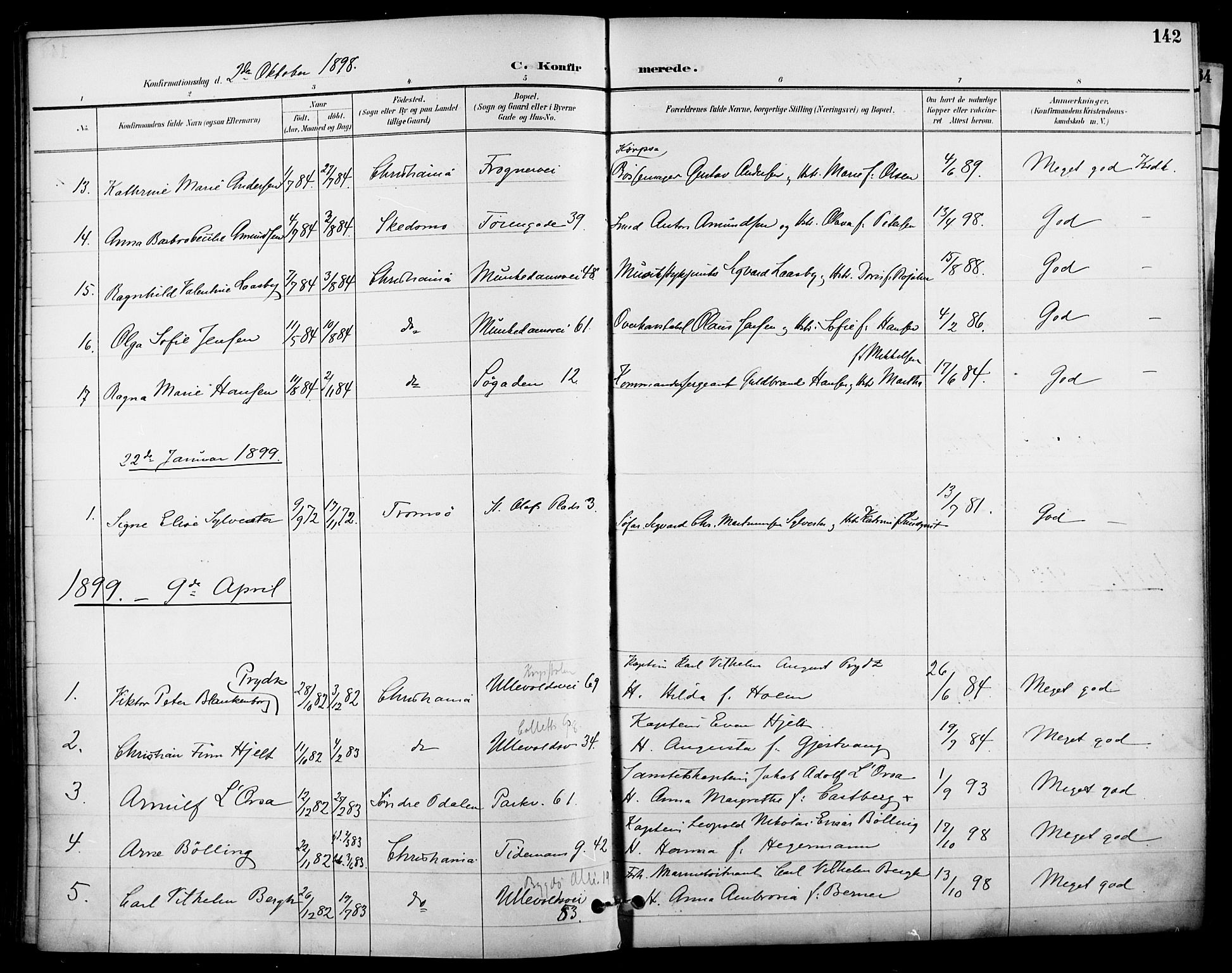 Garnisonsmenigheten Kirkebøker, SAO/A-10846/F/Fa/L0013: Parish register (official) no. 13, 1894-1904, p. 142