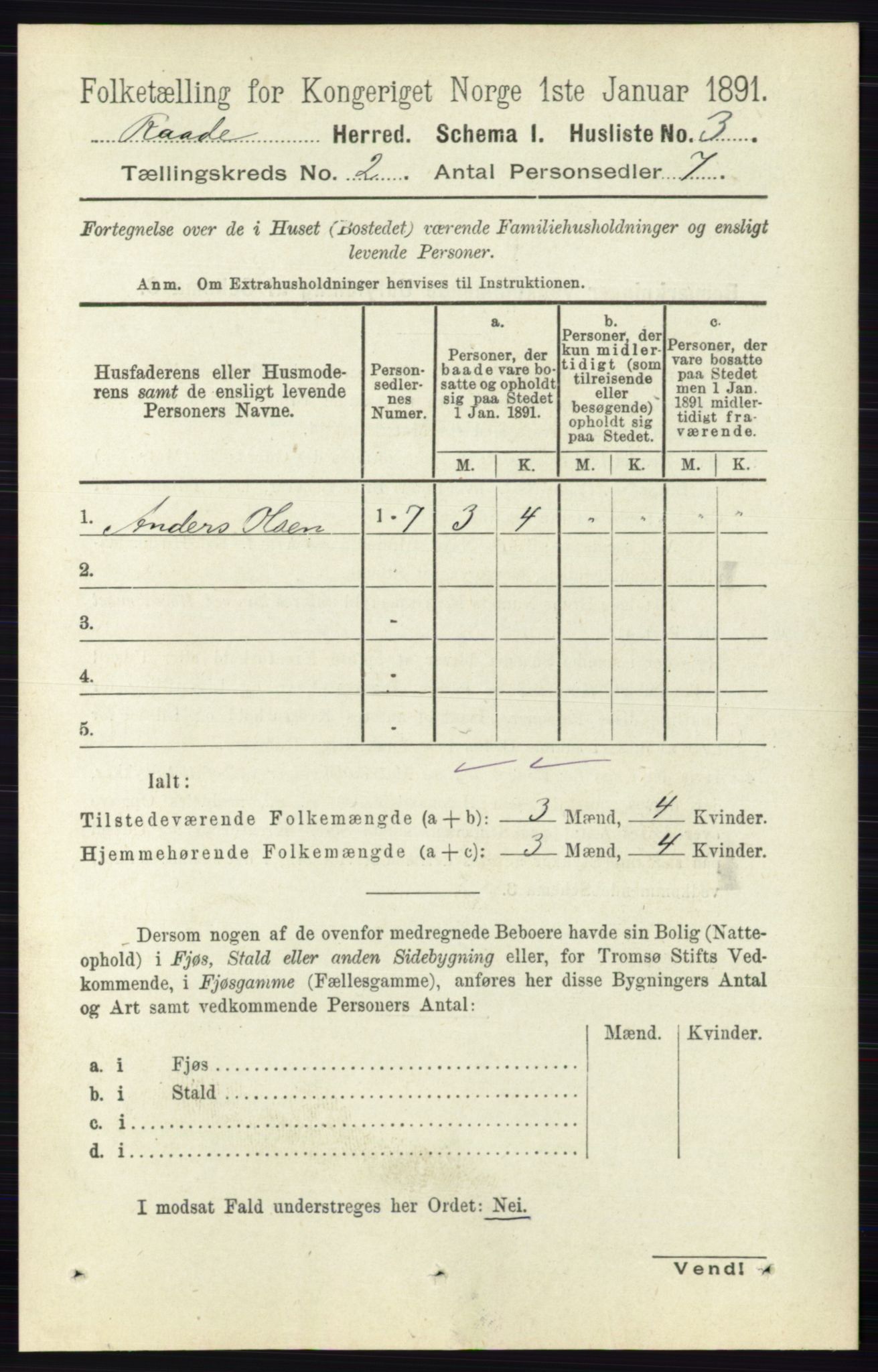 RA, 1891 census for 0135 Råde, 1891, p. 532