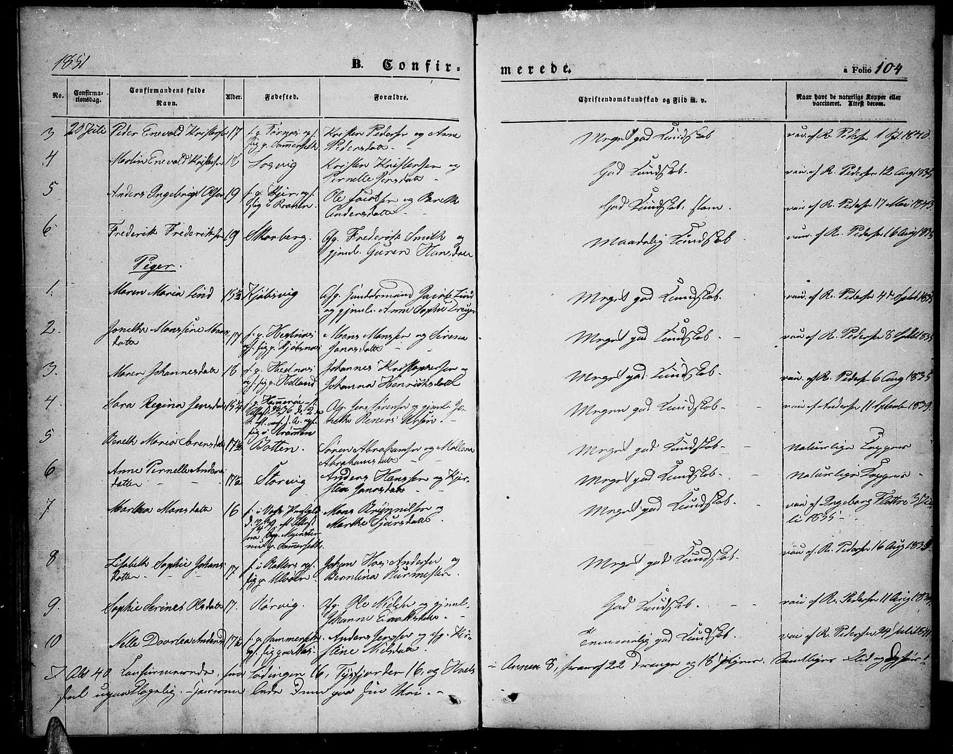 Ministerialprotokoller, klokkerbøker og fødselsregistre - Nordland, AV/SAT-A-1459/872/L1045: Parish register (copy) no. 872C01, 1840-1851, p. 104