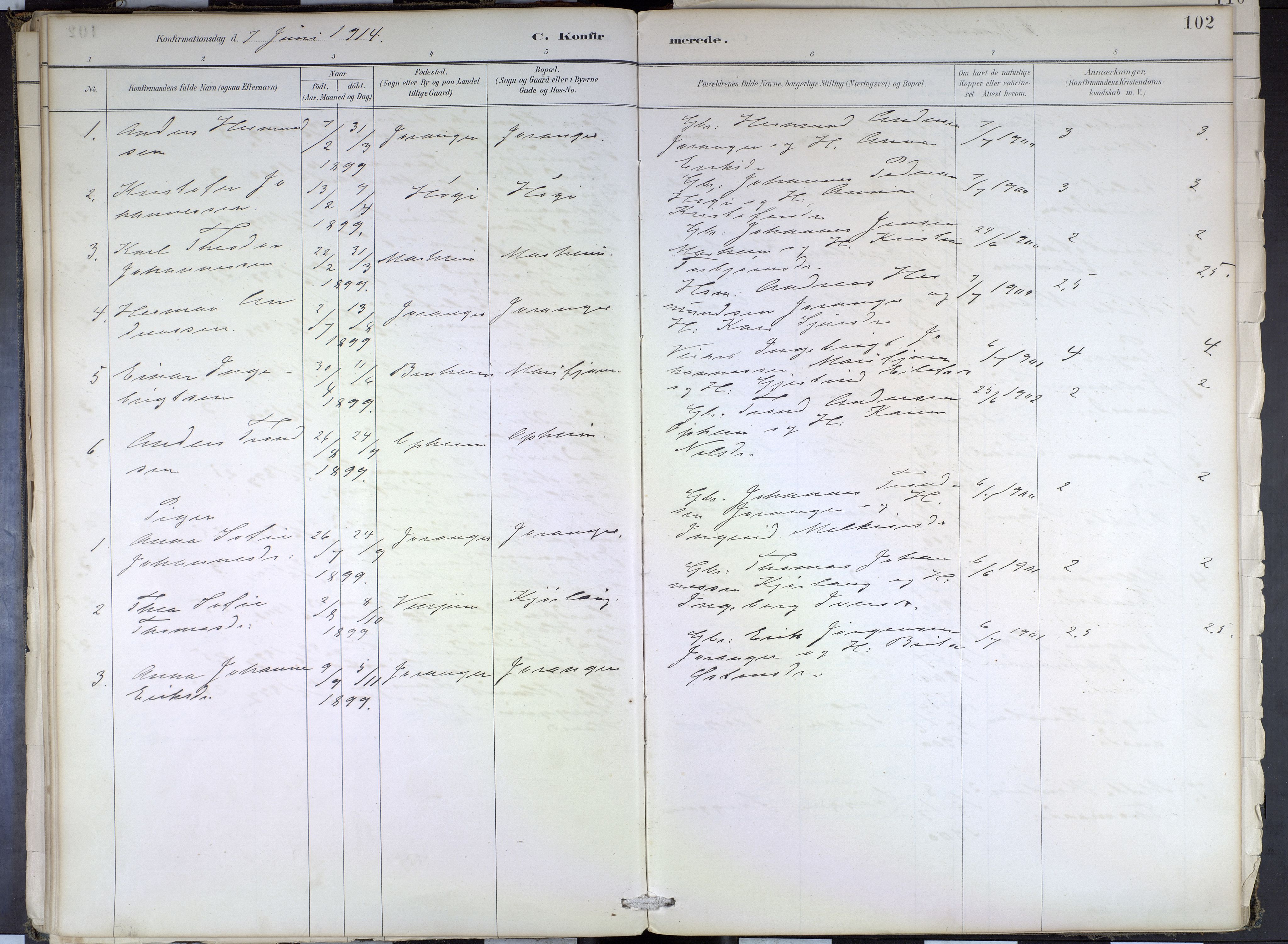 Hafslo sokneprestembete, AV/SAB-A-80301/H/Haa/Haae/L0001: Parish register (official) no. E 1, 1886-1934, p. 102