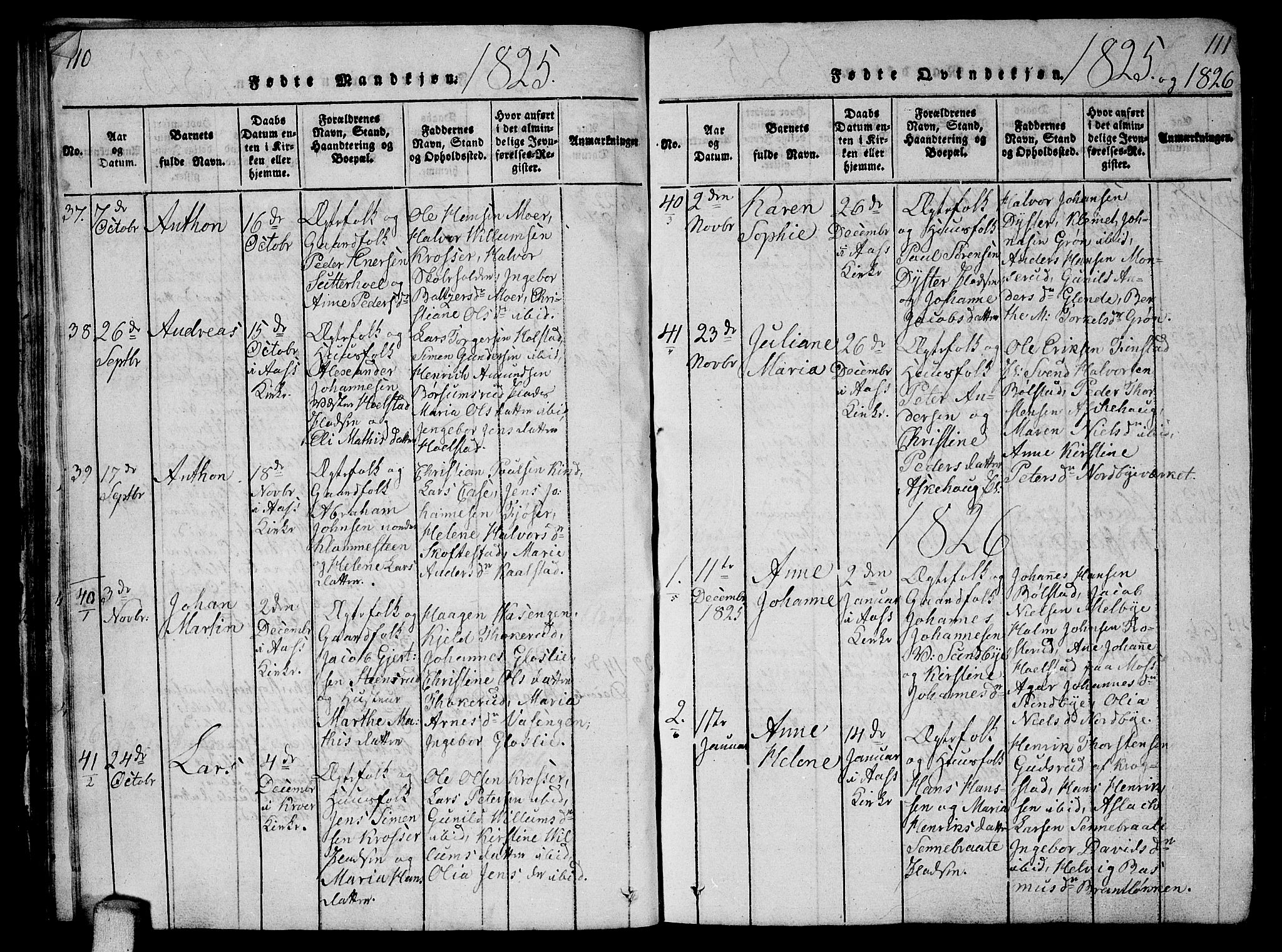 Ås prestekontor Kirkebøker, SAO/A-10894/G/Ga/L0002: Parish register (copy) no. I 2, 1820-1836, p. 110-111