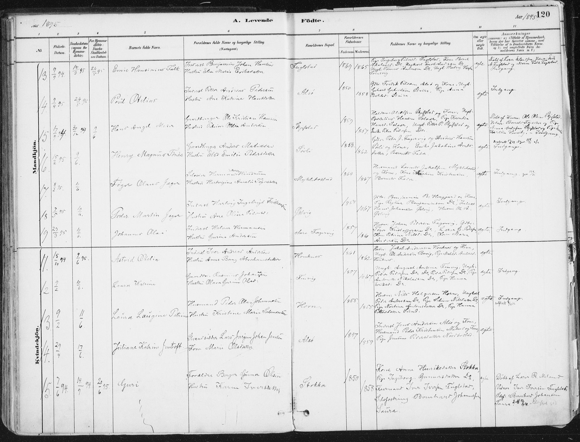 Ministerialprotokoller, klokkerbøker og fødselsregistre - Nordland, AV/SAT-A-1459/838/L0552: Parish register (official) no. 838A10, 1880-1910, p. 120