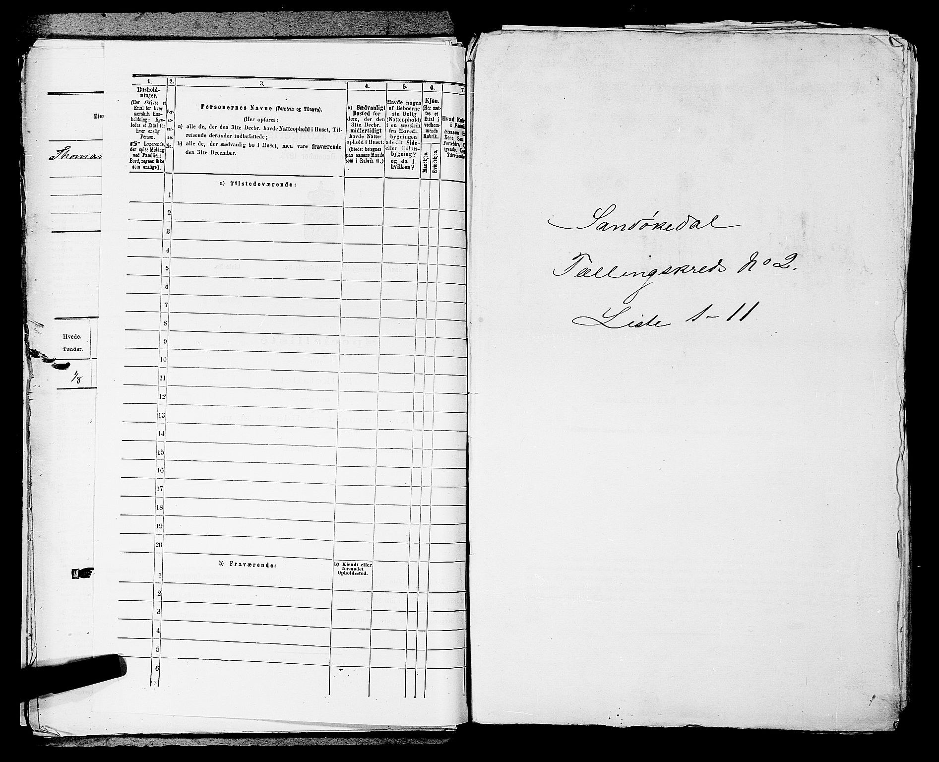 SAKO, 1875 census for 0816P Sannidal, 1875, p. 200