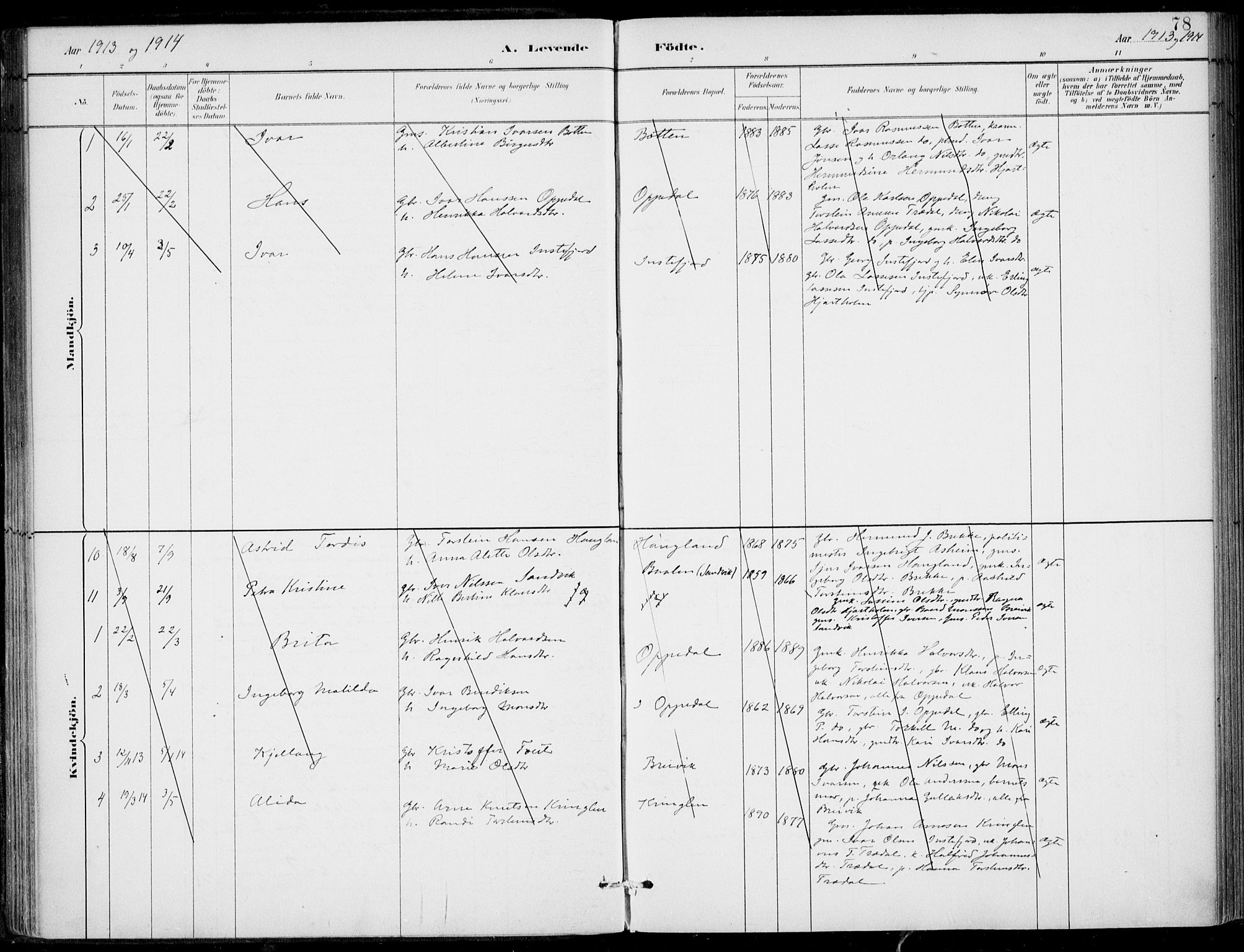 Gulen sokneprestembete, AV/SAB-A-80201/H/Haa/Haac/L0002: Parish register (official) no. C  2, 1882-1914, p. 78