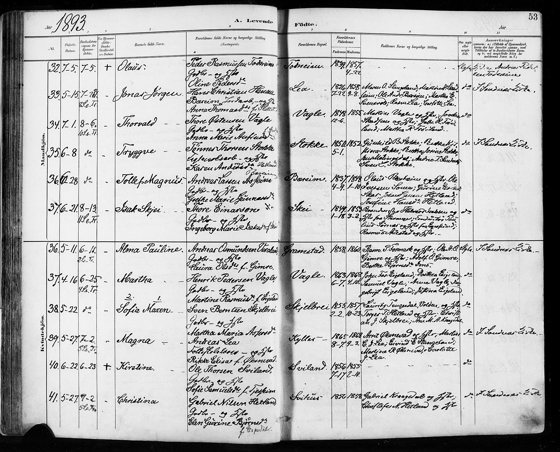 Høyland sokneprestkontor, AV/SAST-A-101799/001/30BA/L0013: Parish register (official) no. A 13.1, 1889-1898, p. 53