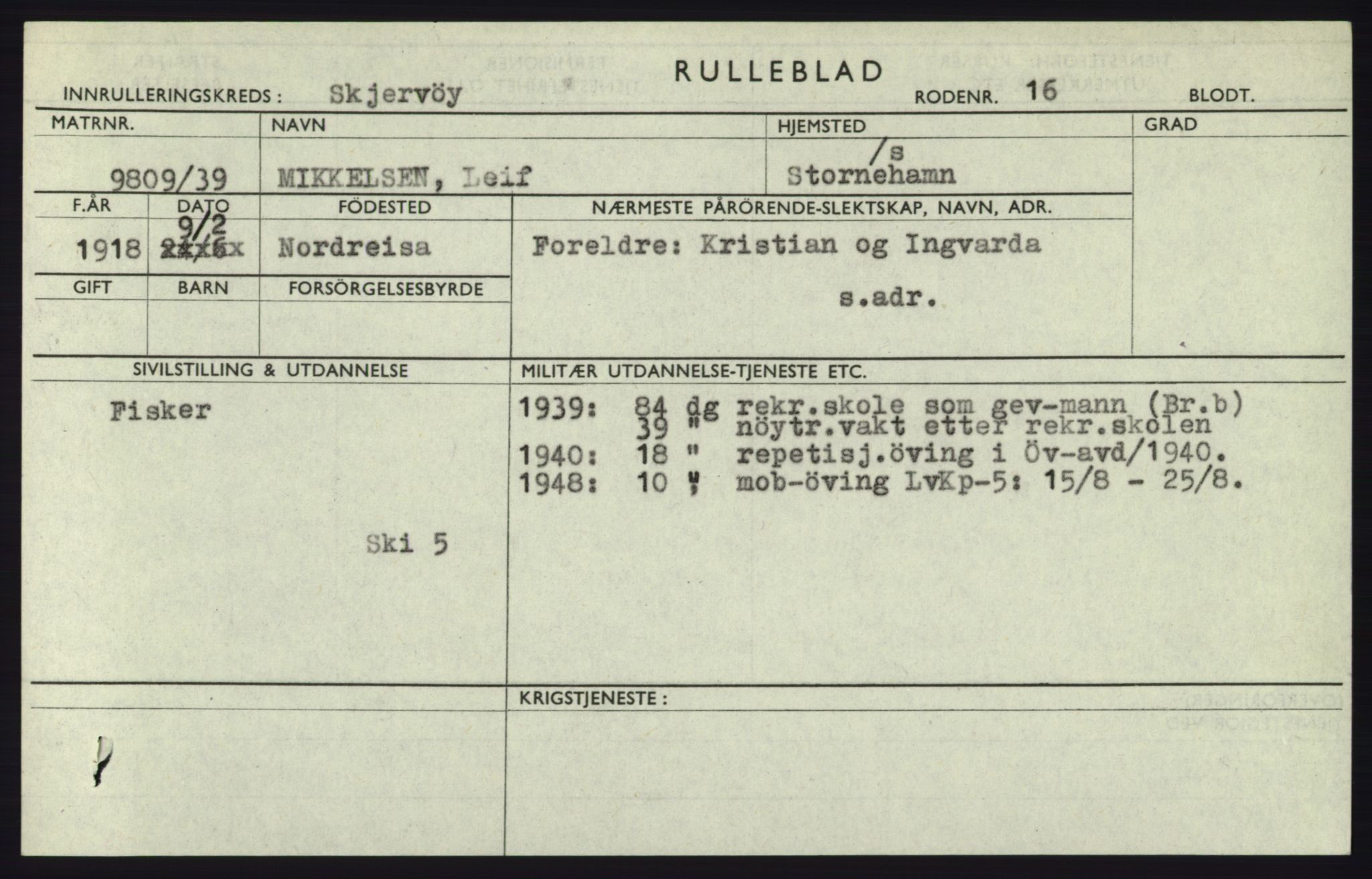 Forsvaret, Troms infanteriregiment nr. 16, AV/RA-RAFA-3146/P/Pa/L0023: Rulleblad for regimentets menige mannskaper, årsklasse 1939, 1939, p. 879