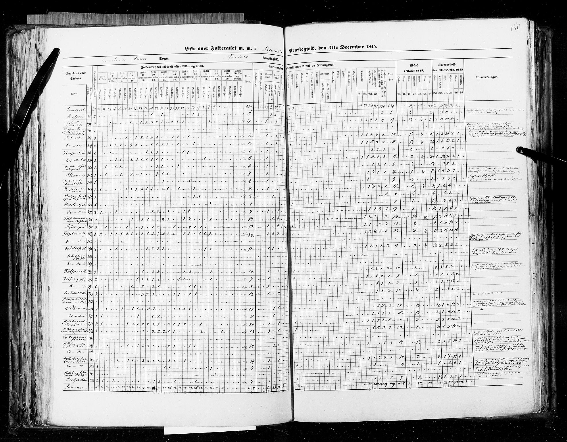 RA, Census 1845, vol. 5: Bratsberg amt og Nedenes og Råbyggelaget amt, 1845, p. 150