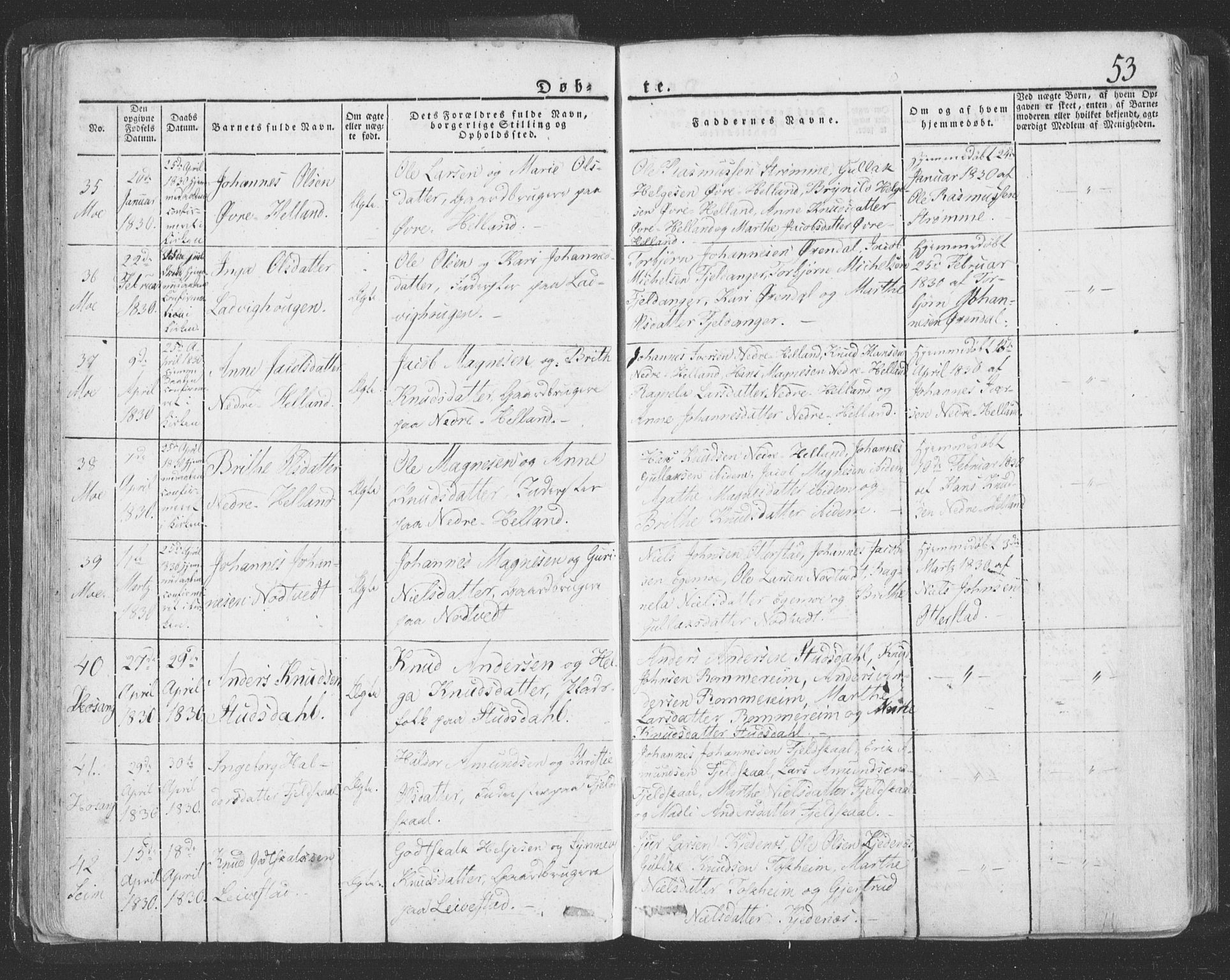 Hosanger sokneprestembete, SAB/A-75801/H/Haa: Parish register (official) no. A 6, 1824-1835, p. 53