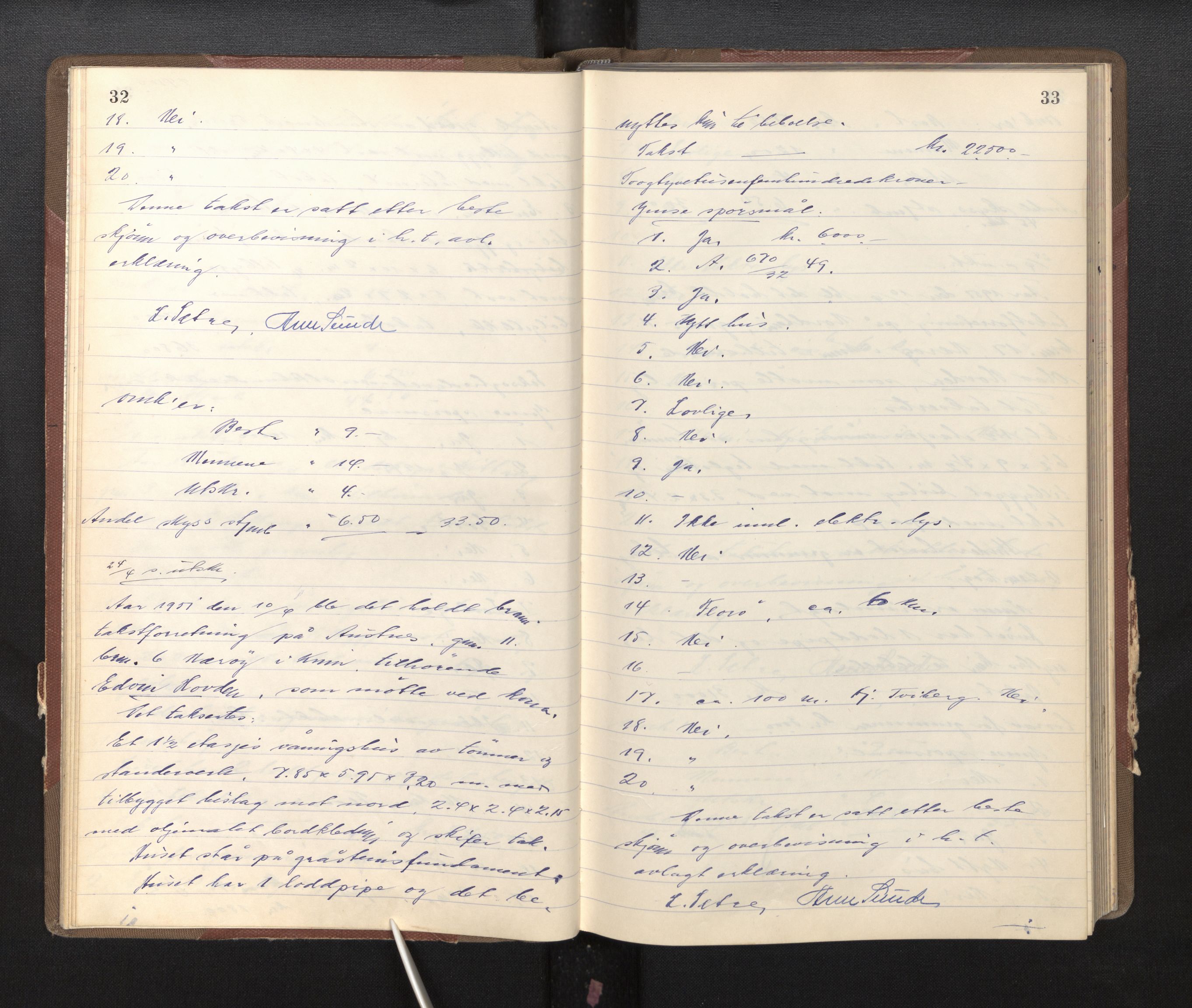 Lensmannen i Kinn, AV/SAB-A-28801/0012/L0004c: Branntakstprotokoll, 1950-1953, p. 32-33
