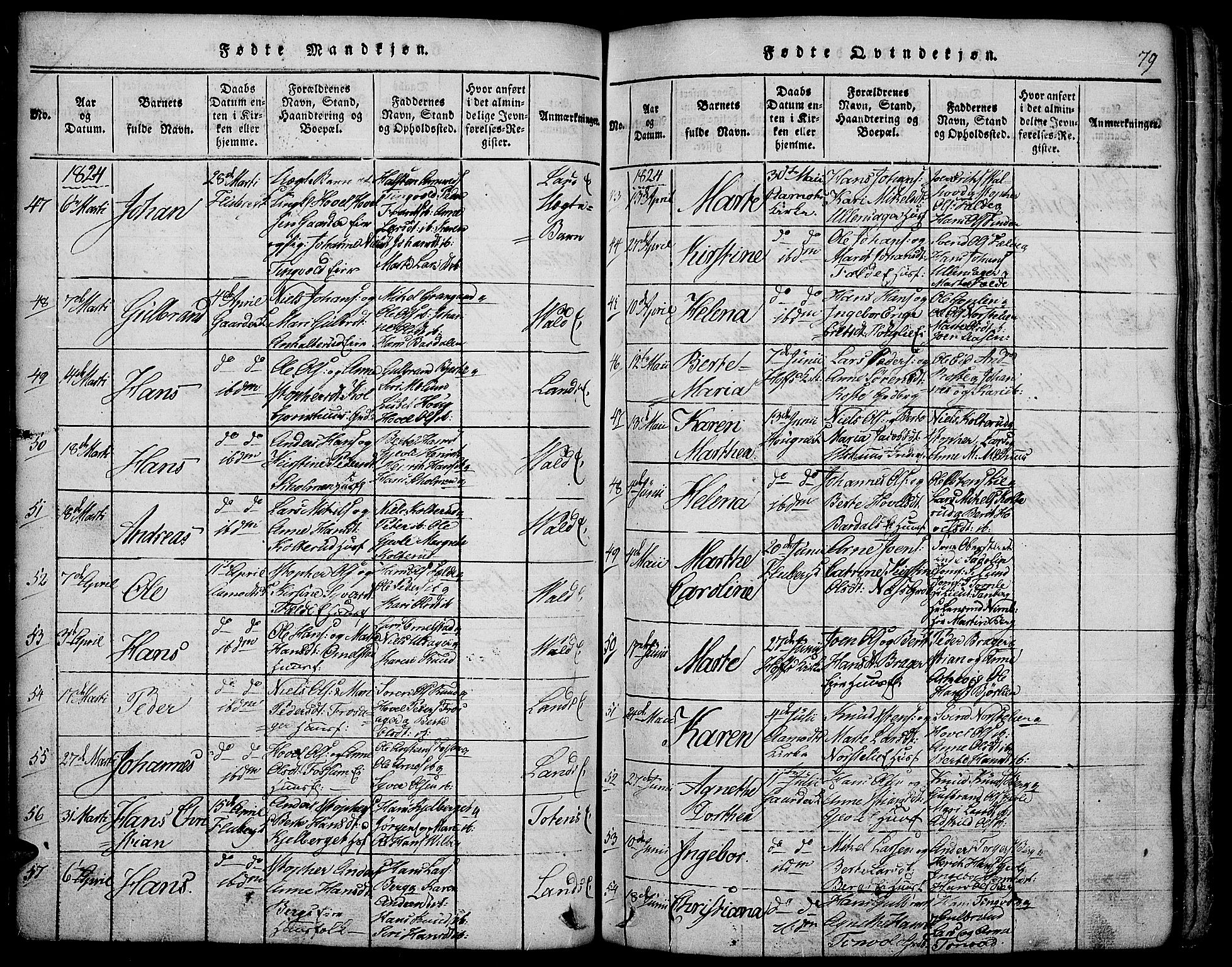 Land prestekontor, AV/SAH-PREST-120/H/Ha/Hab/L0001: Parish register (copy) no. 1, 1814-1833, p. 79