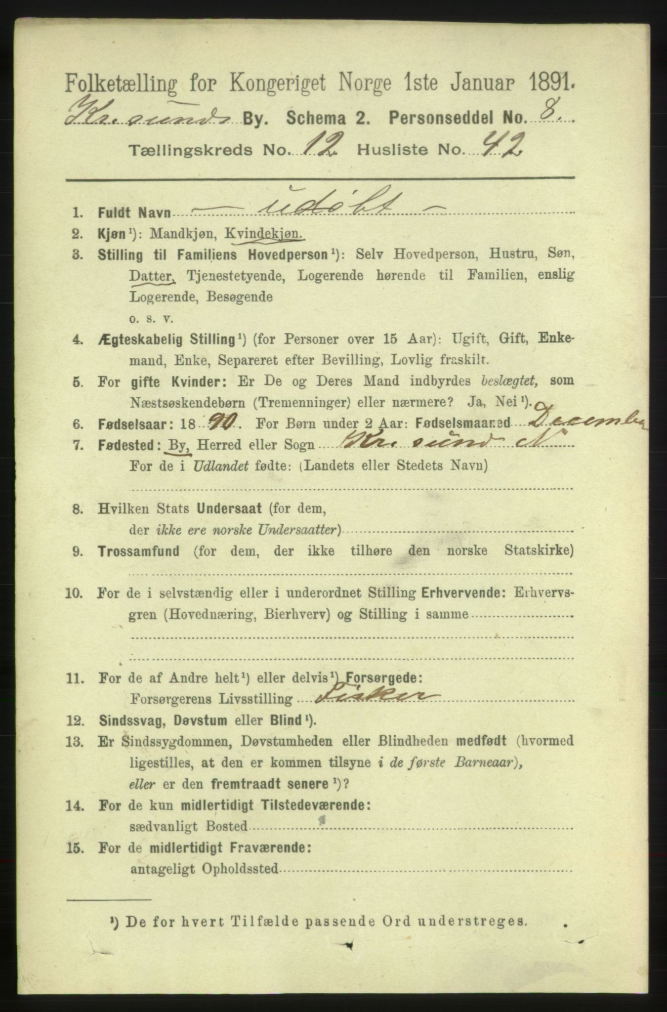 RA, 1891 census for 1503 Kristiansund, 1891, p. 9677