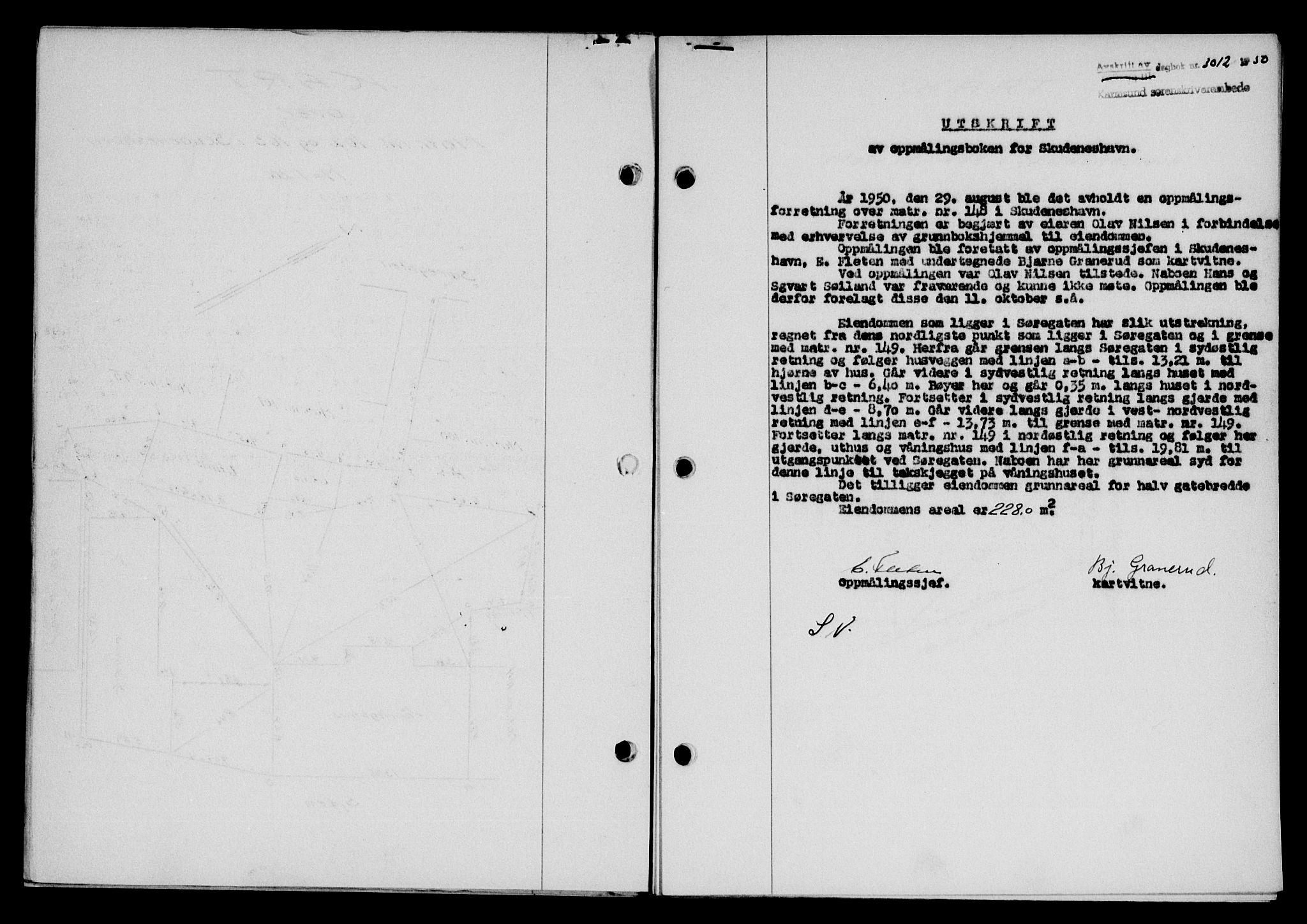 Karmsund sorenskriveri, SAST/A-100311/01/II/IIB/L0101: Mortgage book no. 81A, 1950-1951, Diary no: : 3012/1950