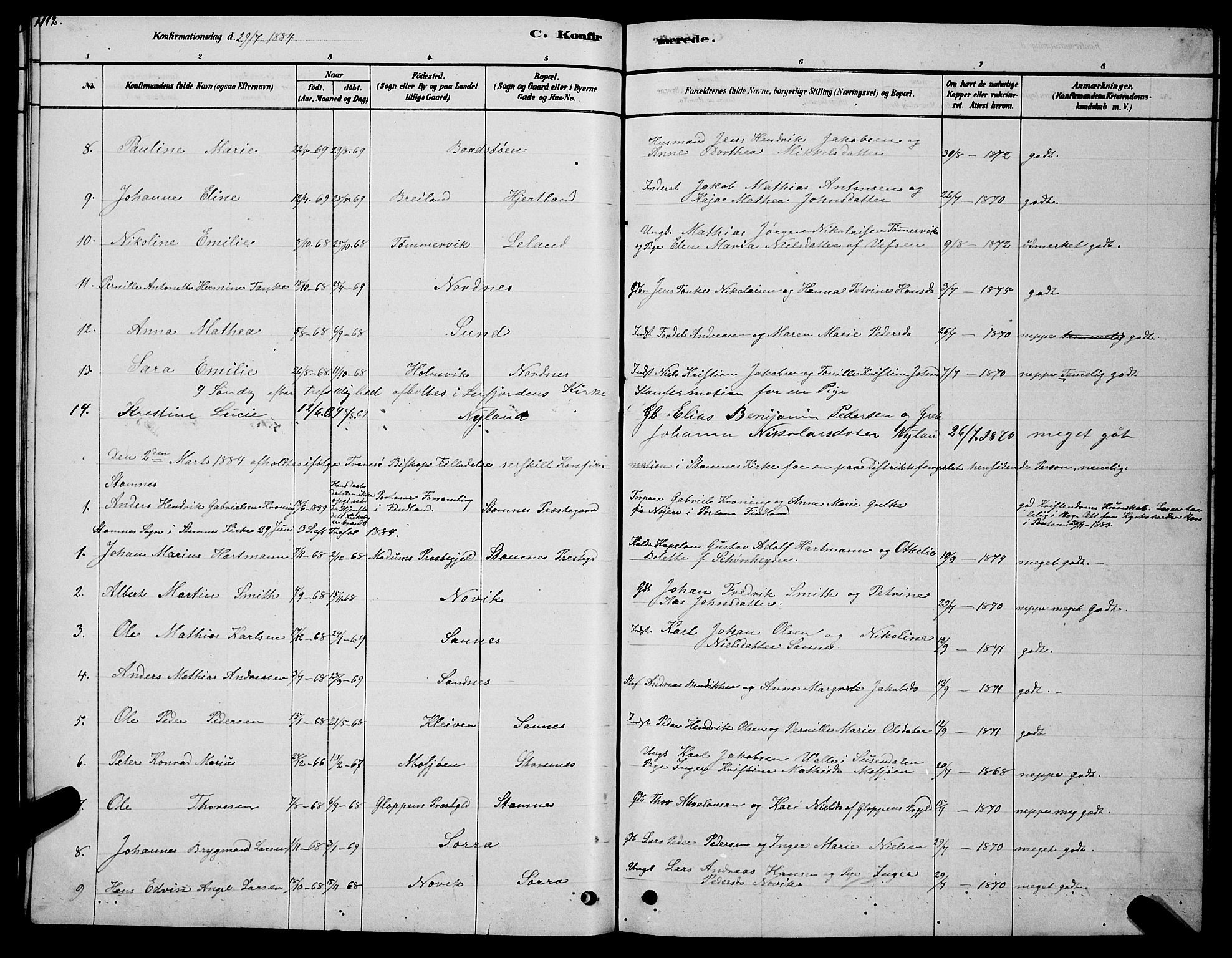 Ministerialprotokoller, klokkerbøker og fødselsregistre - Nordland, AV/SAT-A-1459/831/L0477: Parish register (copy) no. 831C04, 1878-1897, p. 112