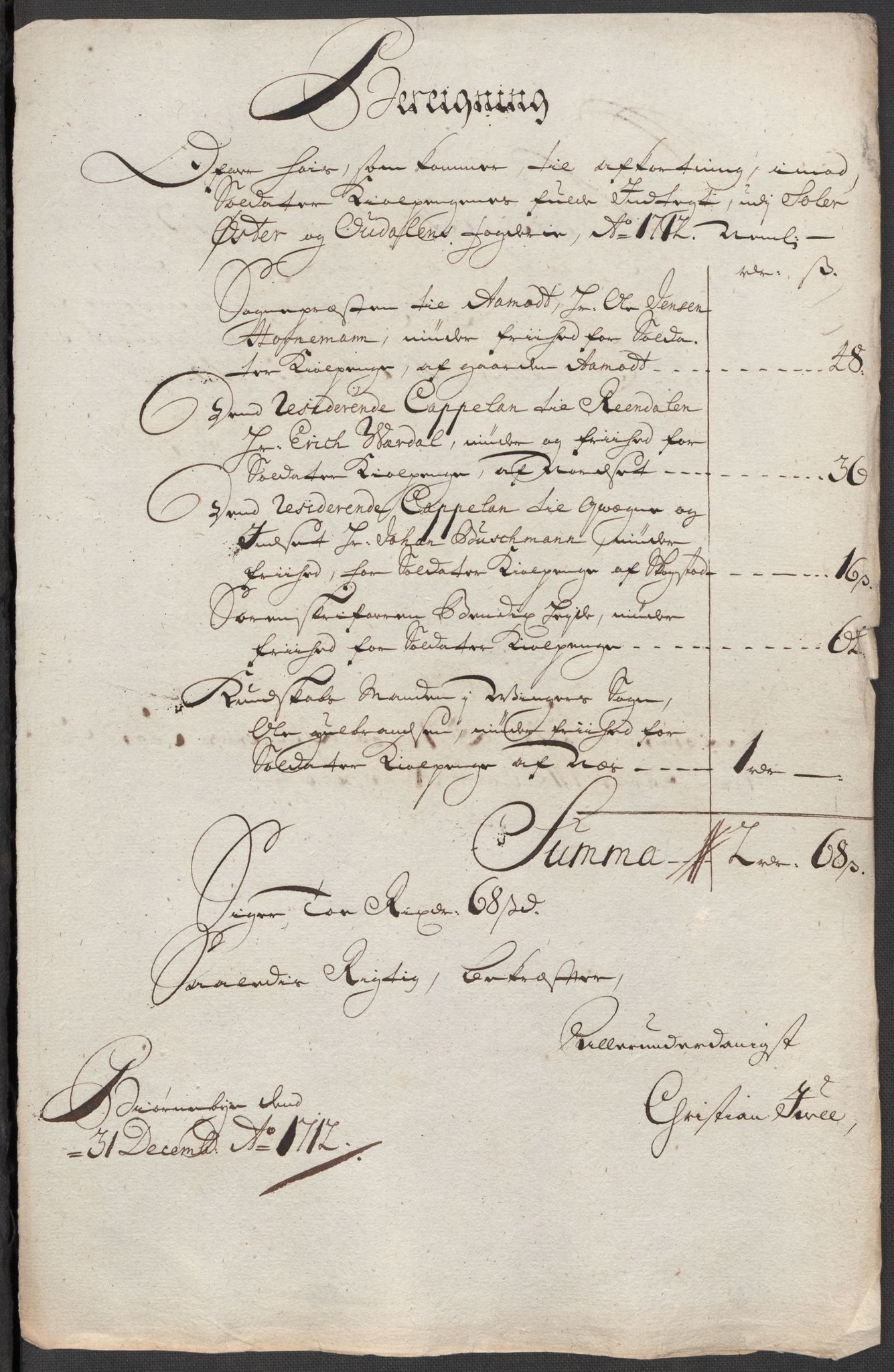 Rentekammeret inntil 1814, Reviderte regnskaper, Fogderegnskap, RA/EA-4092/R13/L0849: Fogderegnskap Solør, Odal og Østerdal, 1712, p. 377