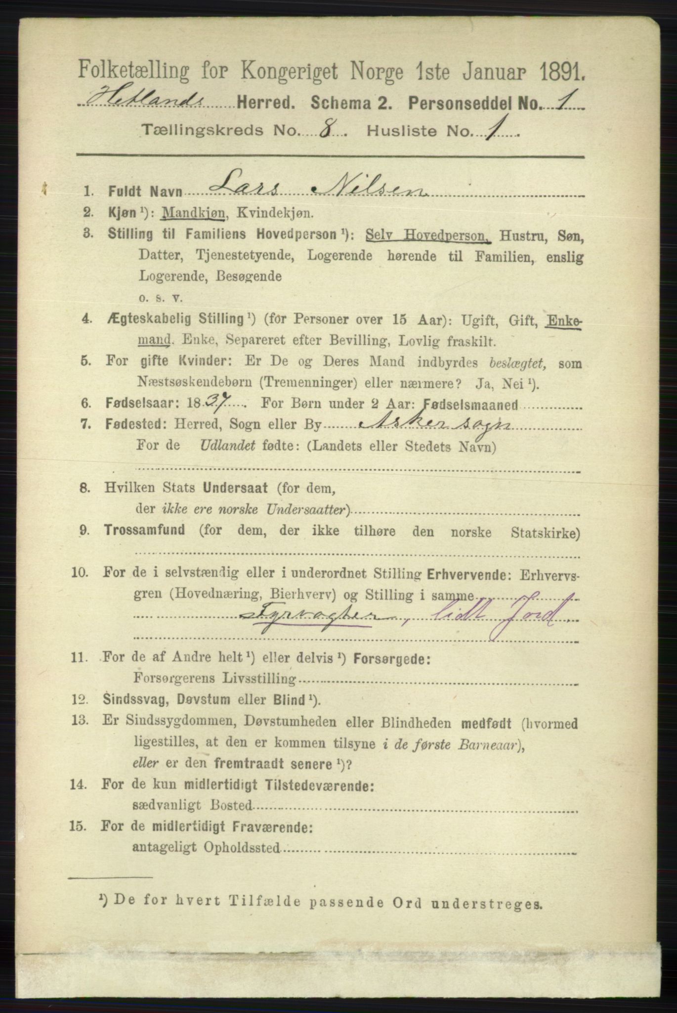 RA, 1891 census for 1126 Hetland, 1891, p. 4446