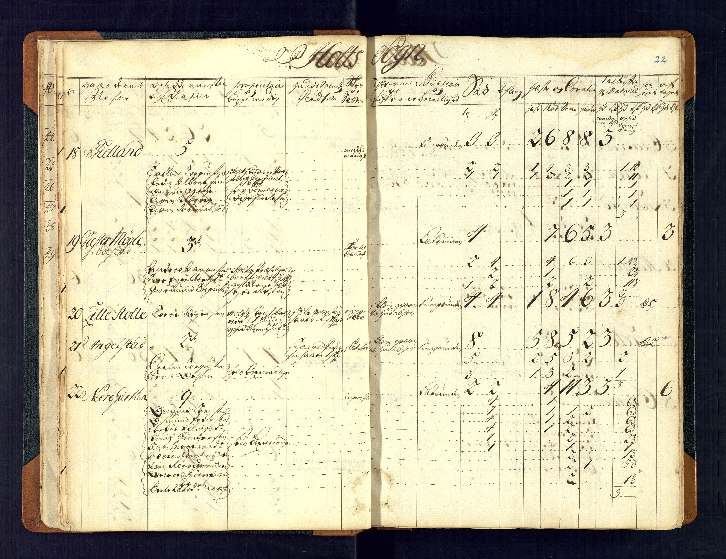 Nedenes fogderi, AV/SAK-1242-0006/Hb/L0481: Matrikkel, eksaminasjonsprotokoll, 1723, p. 21b-22a