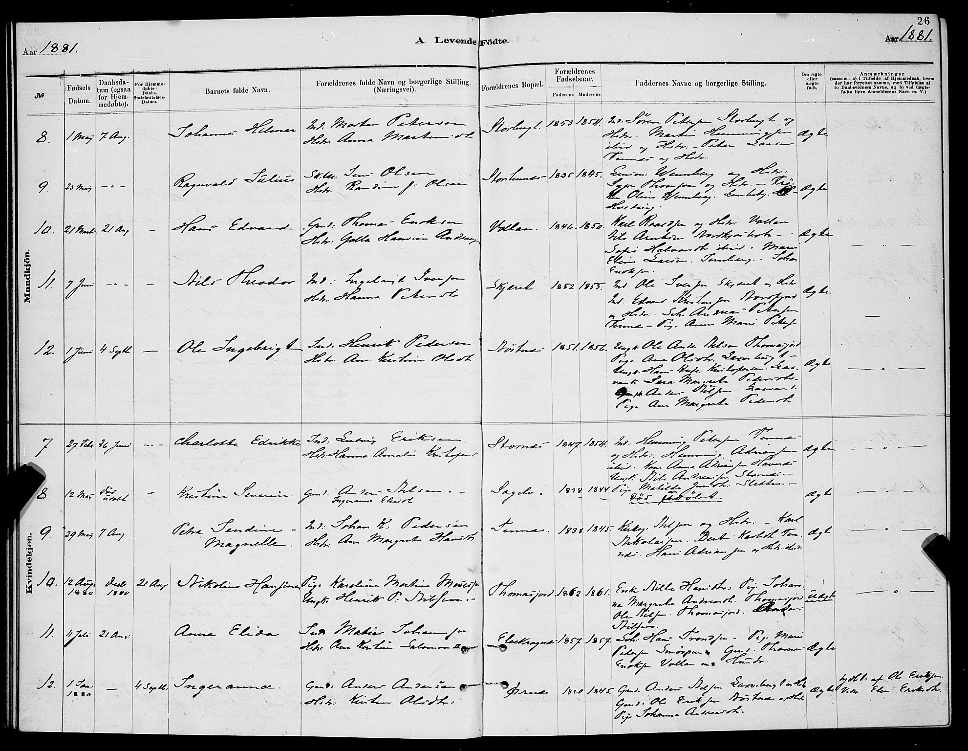 Balsfjord sokneprestembete, SATØ/S-1303/G/Ga/L0007klokker: Parish register (copy) no. 7, 1878-1889, p. 26