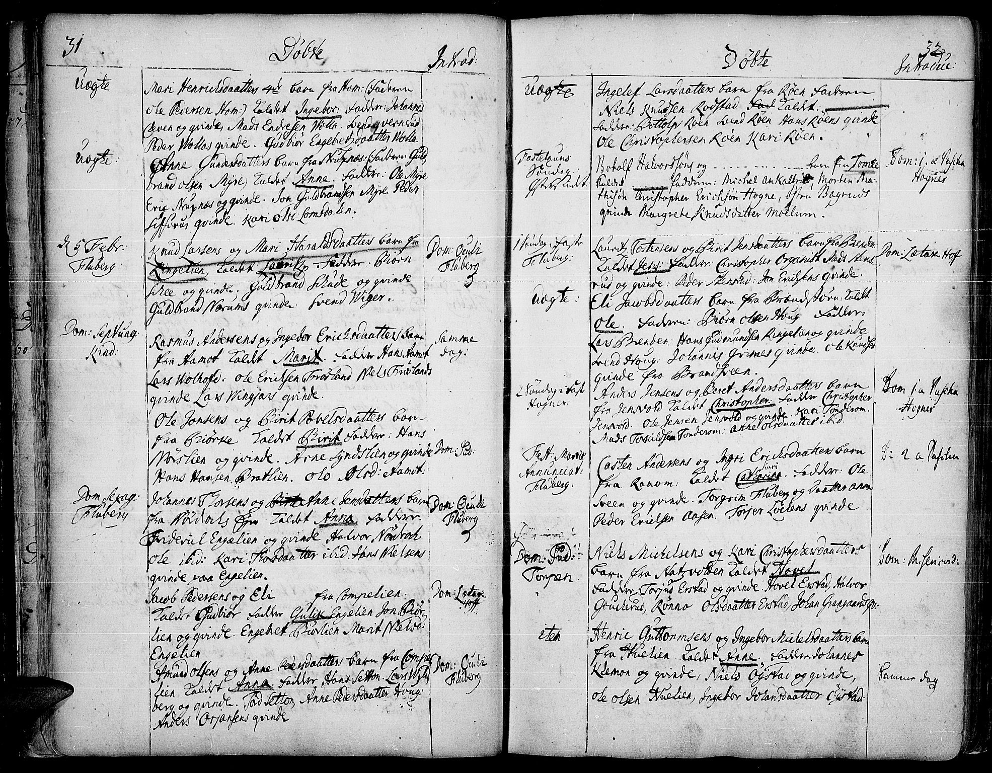 Land prestekontor, AV/SAH-PREST-120/H/Ha/Haa/L0002: Parish register (official) no. 2, 1733-1764, p. 31-32