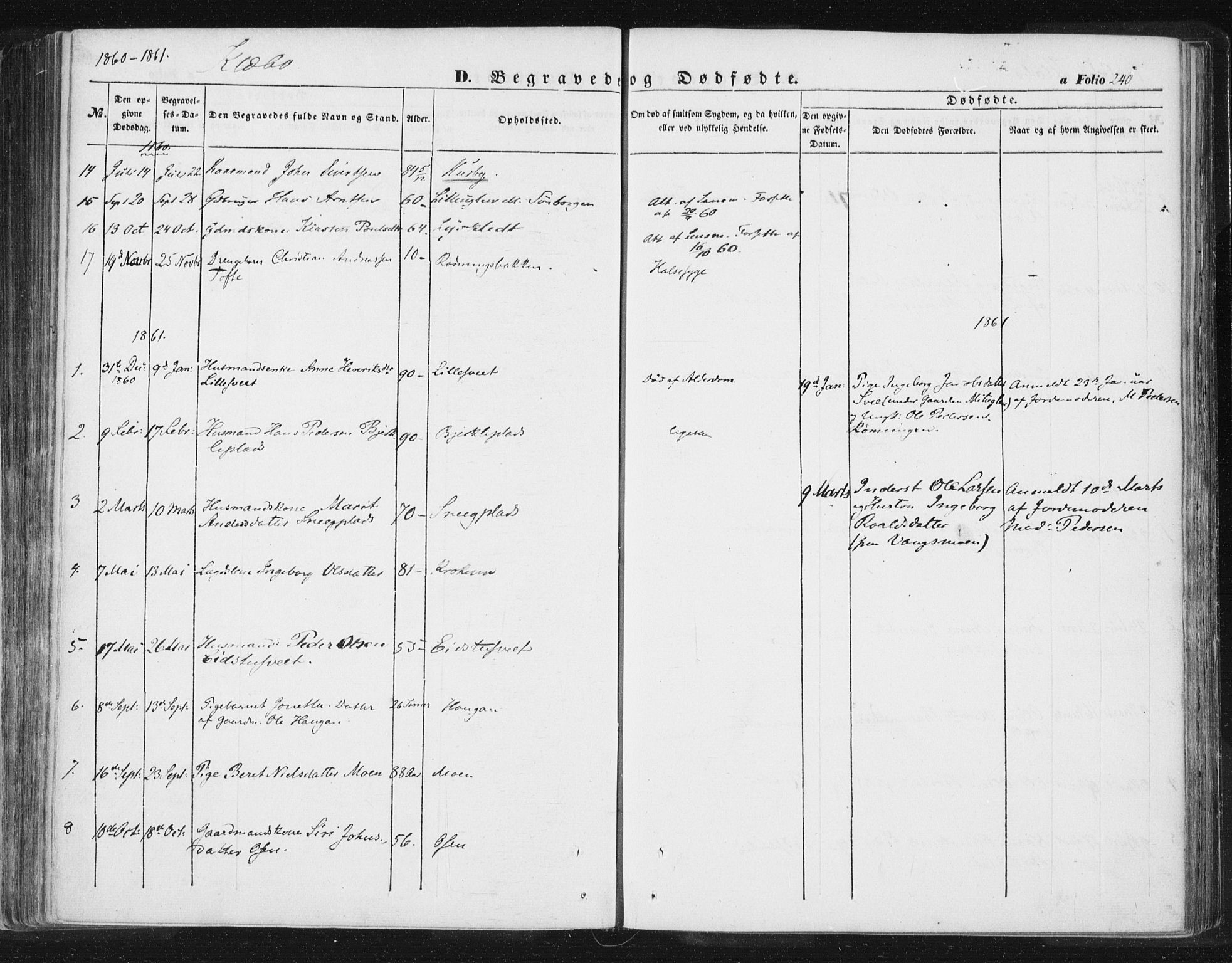 Ministerialprotokoller, klokkerbøker og fødselsregistre - Sør-Trøndelag, AV/SAT-A-1456/618/L0441: Parish register (official) no. 618A05, 1843-1862, p. 240