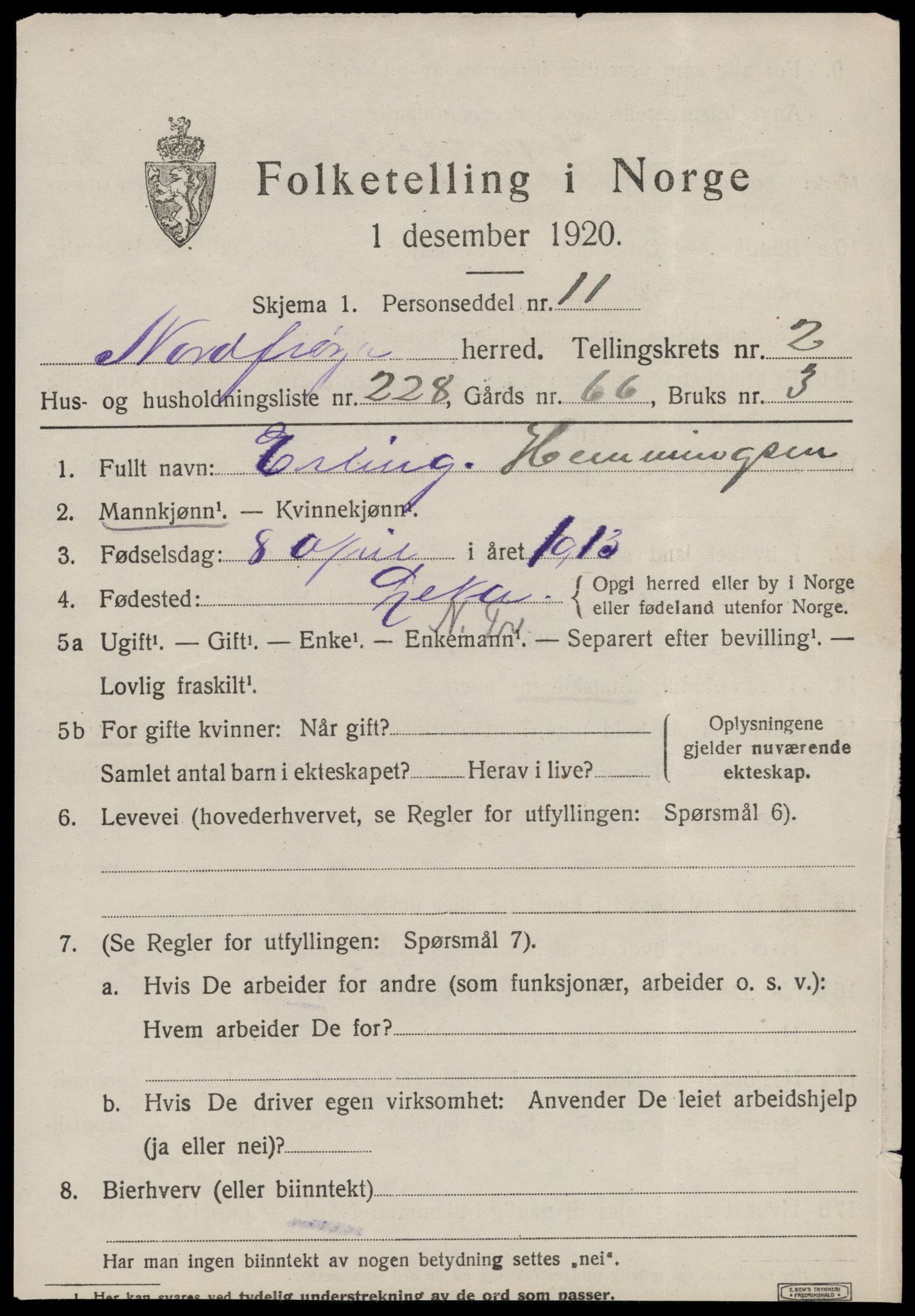 SAT, 1920 census for Nord-Frøya, 1920, p. 7403