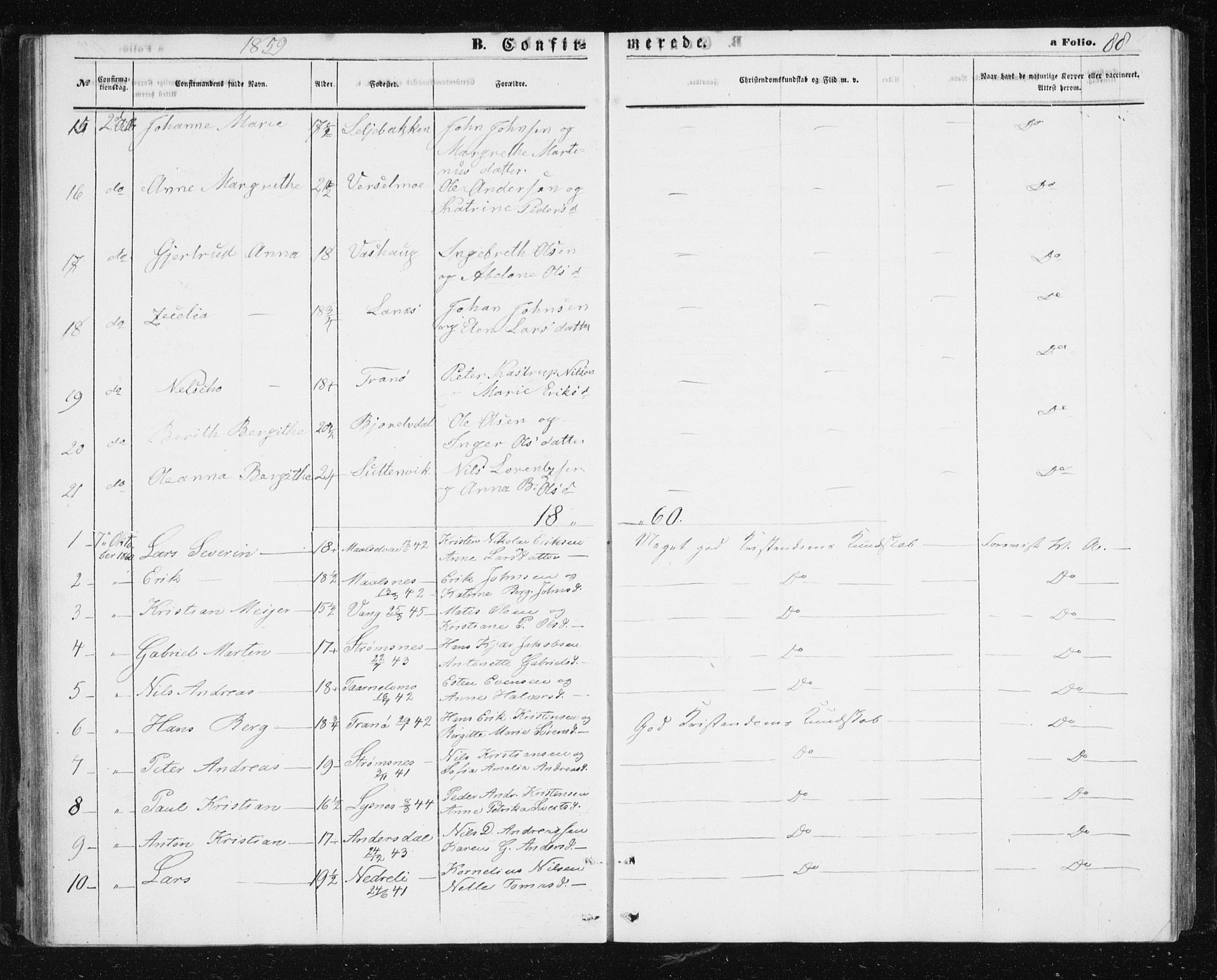 Lenvik sokneprestembete, SATØ/S-1310/H/Ha/Hab/L0004klokker: Parish register (copy) no. 4, 1859-1869, p. 88