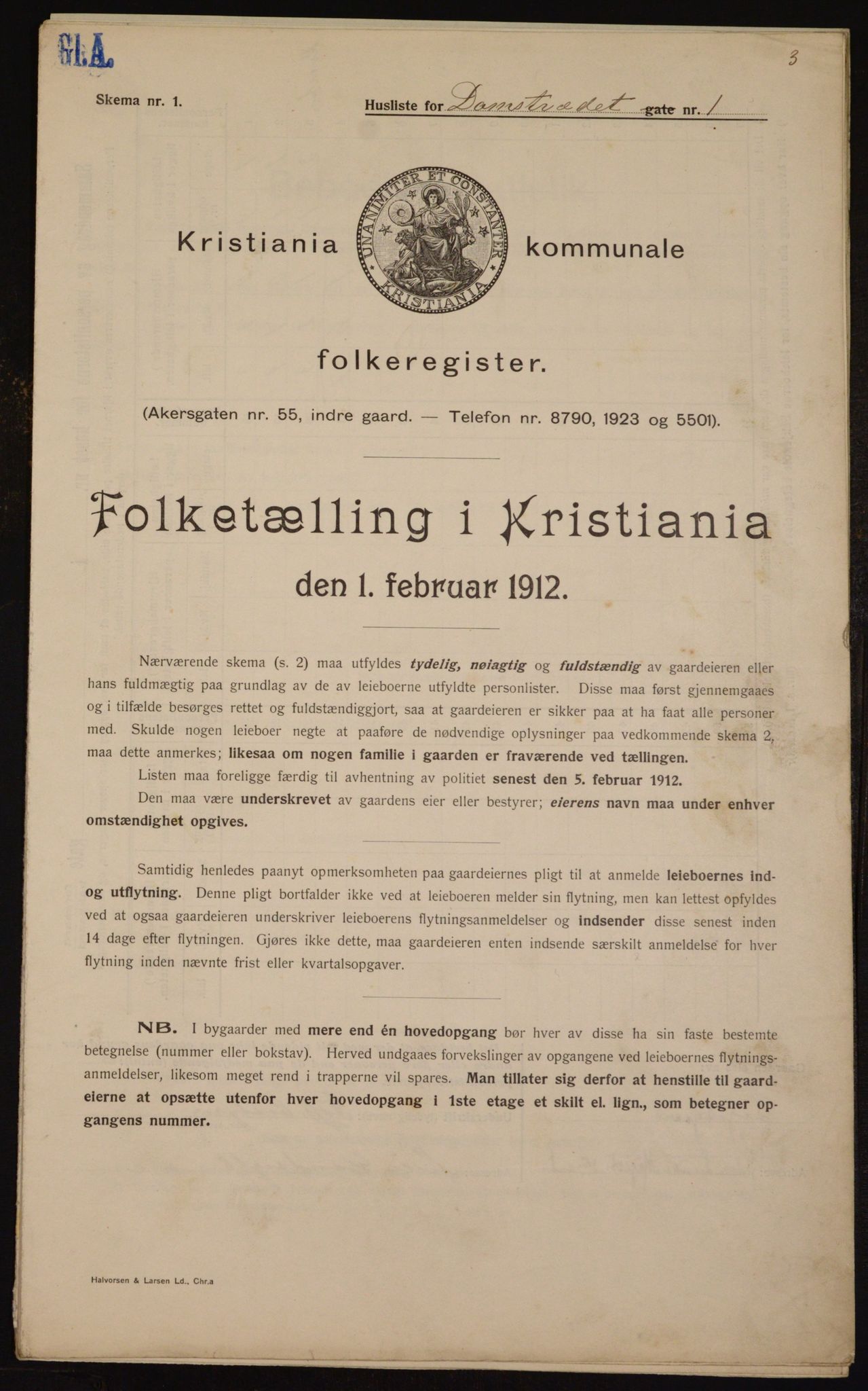 OBA, Municipal Census 1912 for Kristiania, 1912, p. 14258