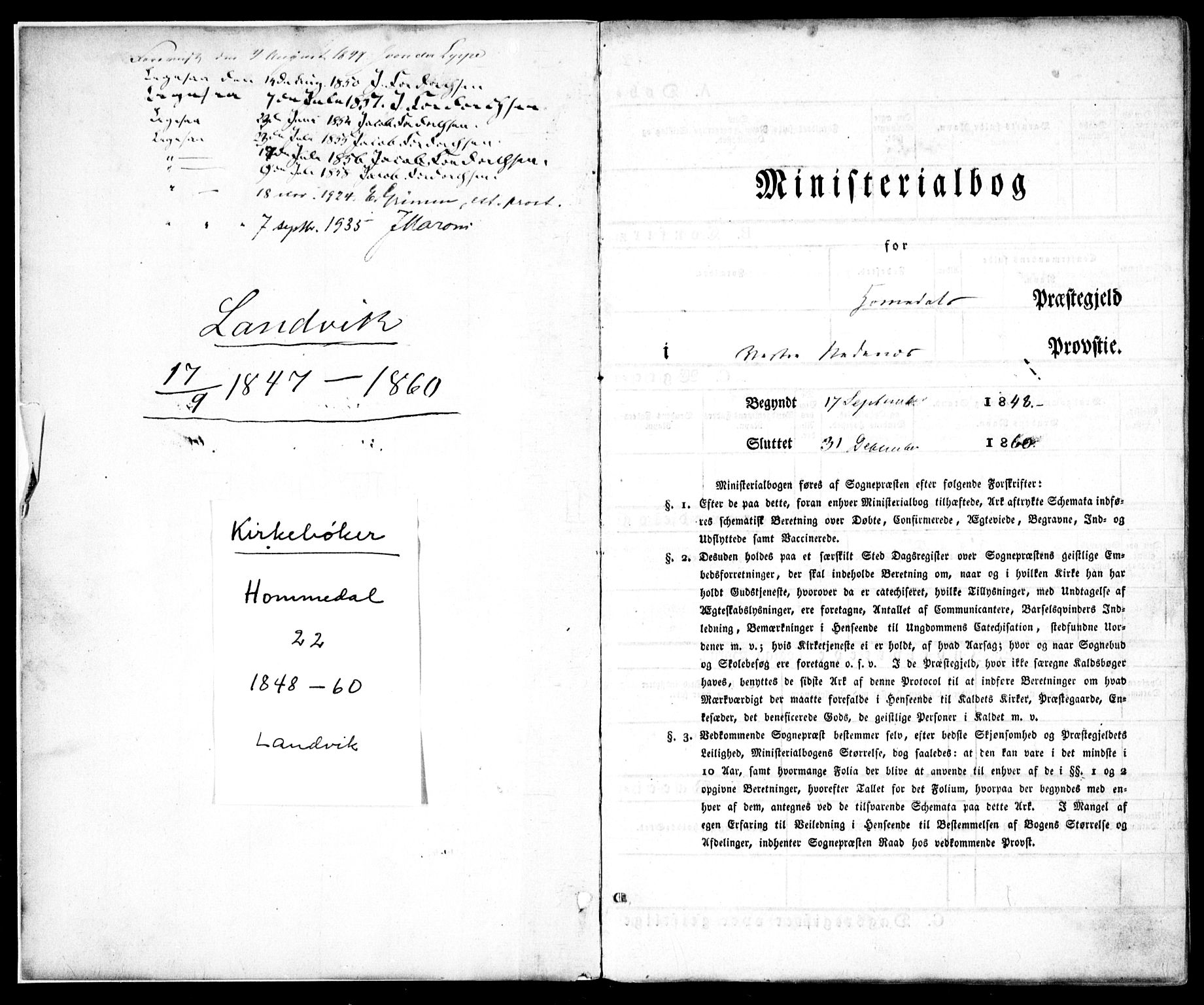 Hommedal sokneprestkontor, AV/SAK-1111-0023/F/Fa/Fab/L0004: Parish register (official) no. A 4, 1848-1860