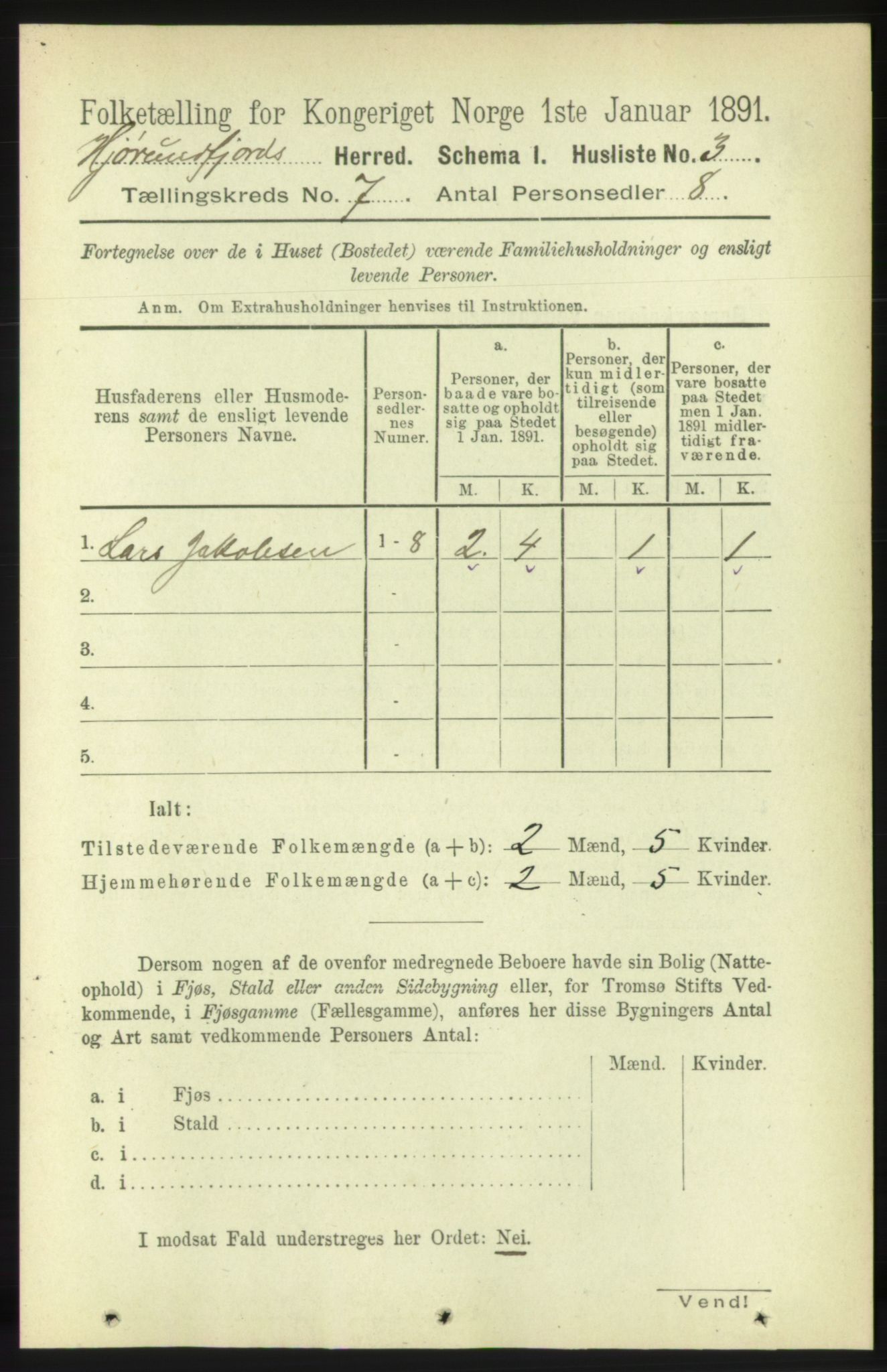 RA, 1891 census for 1522 Hjørundfjord, 1891, p. 1466