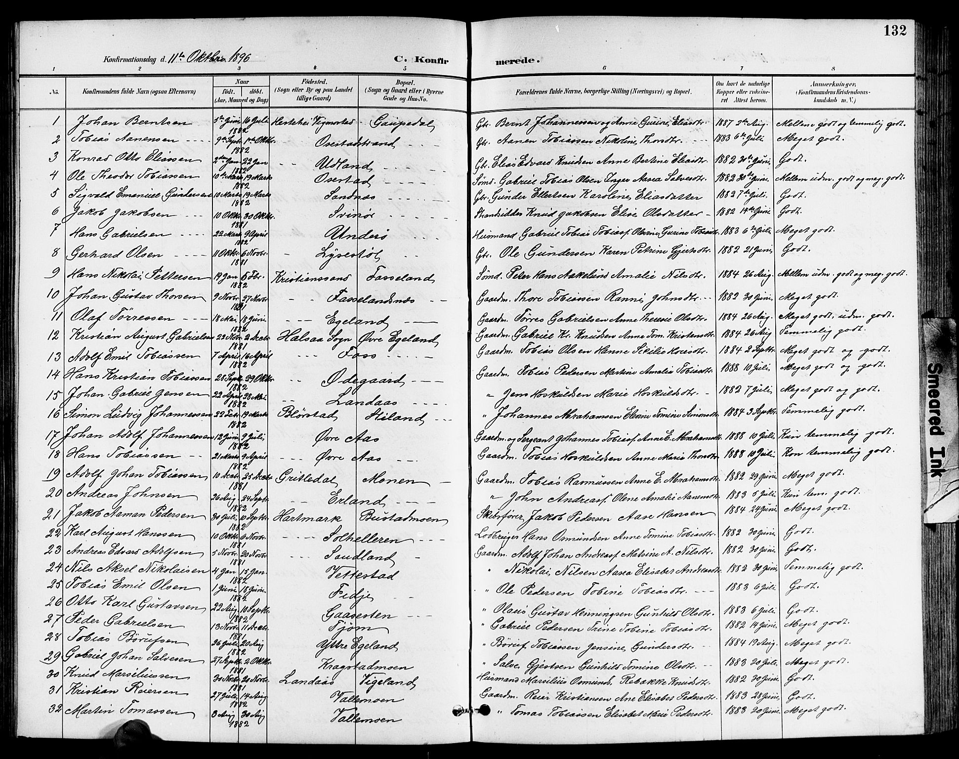 Sør-Audnedal sokneprestkontor, SAK/1111-0039/F/Fb/Fbb/L0006: Parish register (copy) no. B 6, 1893-1915, p. 133