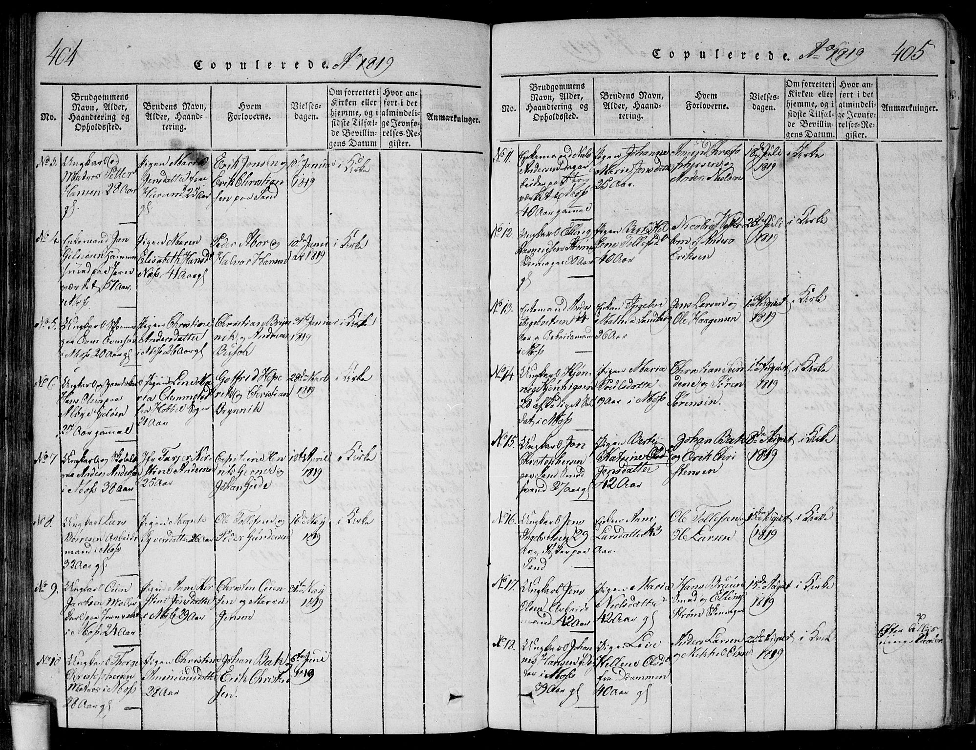 Moss prestekontor Kirkebøker, SAO/A-2003/F/Fa/L0005: Parish register (official) no. I 5, 1814-1828, p. 404-405