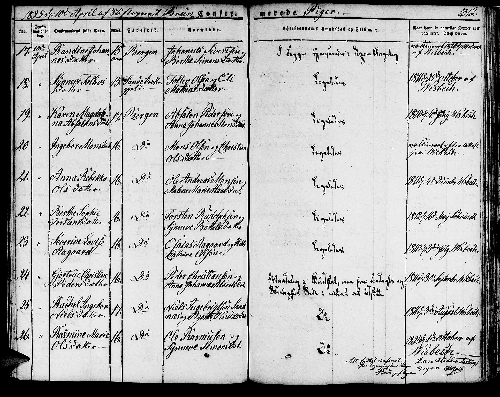 Domkirken sokneprestembete, AV/SAB-A-74801/H/Haa/L0012: Parish register (official) no. A 12, 1821-1840, p. 312