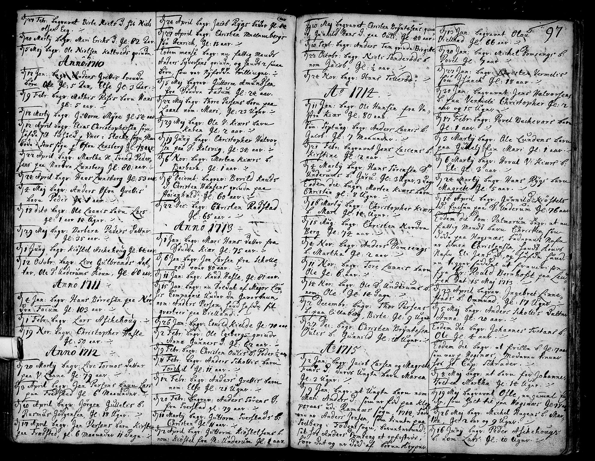 Sem kirkebøker, SAKO/A-5/F/Fa/L0001: Parish register (official) no. I 1, 1702-1763, p. 97