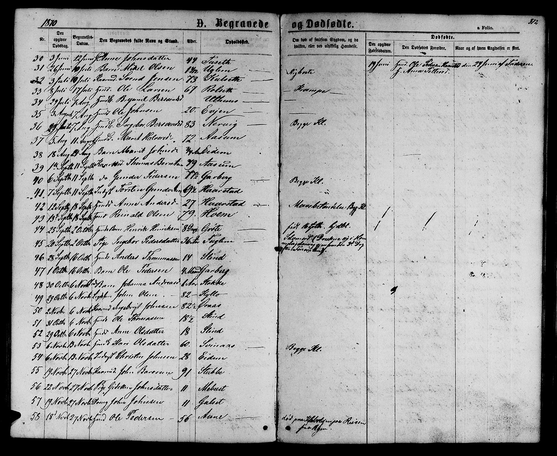 Ministerialprotokoller, klokkerbøker og fødselsregistre - Sør-Trøndelag, SAT/A-1456/695/L1156: Parish register (copy) no. 695C07, 1869-1888, p. 312