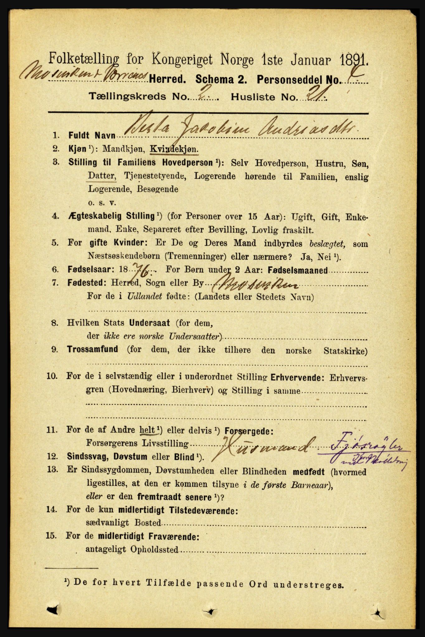 RA, 1891 census for 1723 Mosvik og Verran, 1891, p. 632