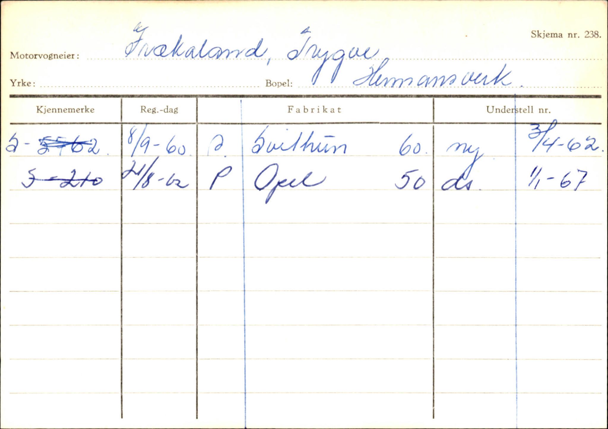 Statens vegvesen, Sogn og Fjordane vegkontor, SAB/A-5301/4/F/L0126: Eigarregister Fjaler M-Å. Leikanger A-Å, 1945-1975, p. 1185